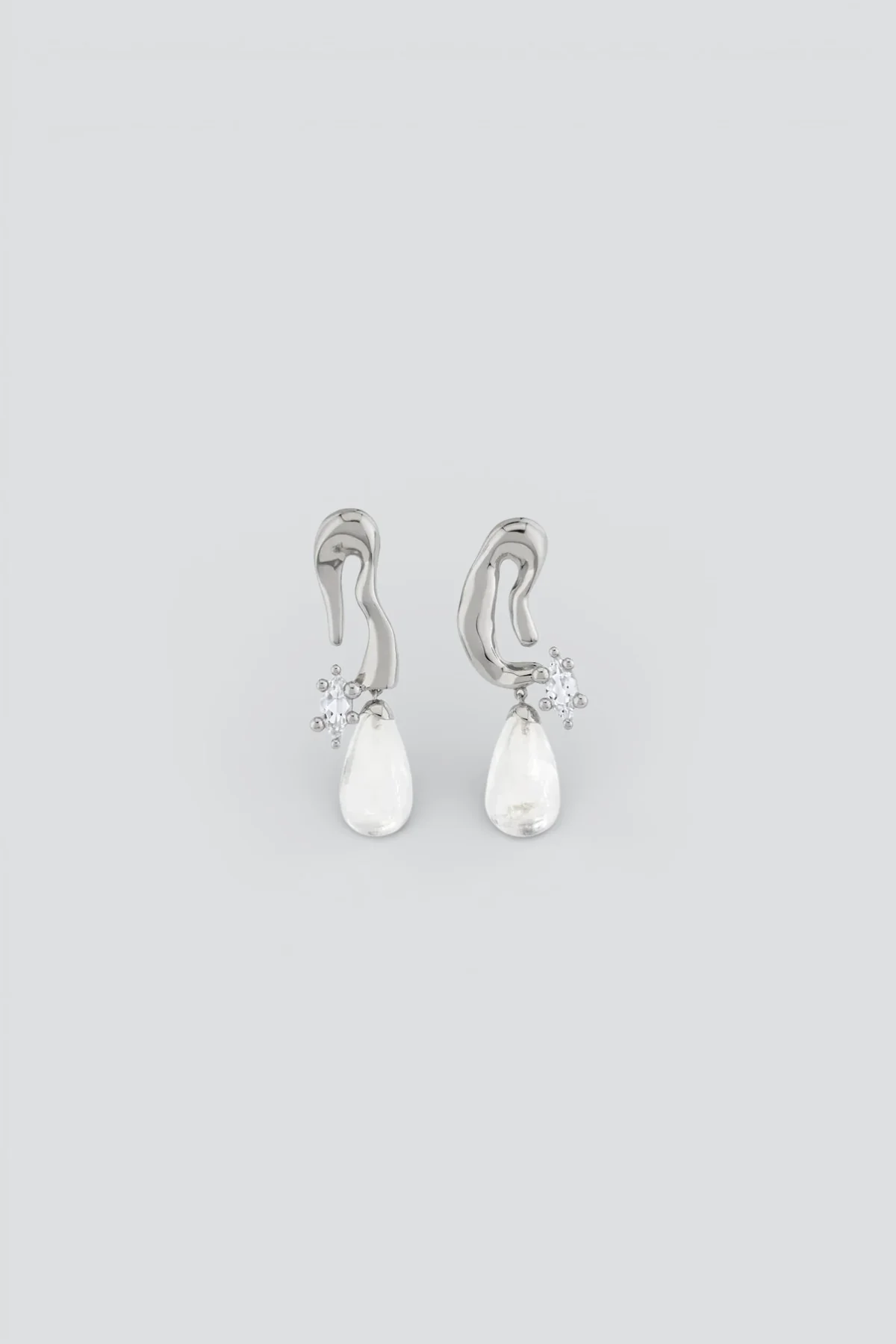 Awe Inspired x Collina Strada Silver Mini Petal Drop Earrings