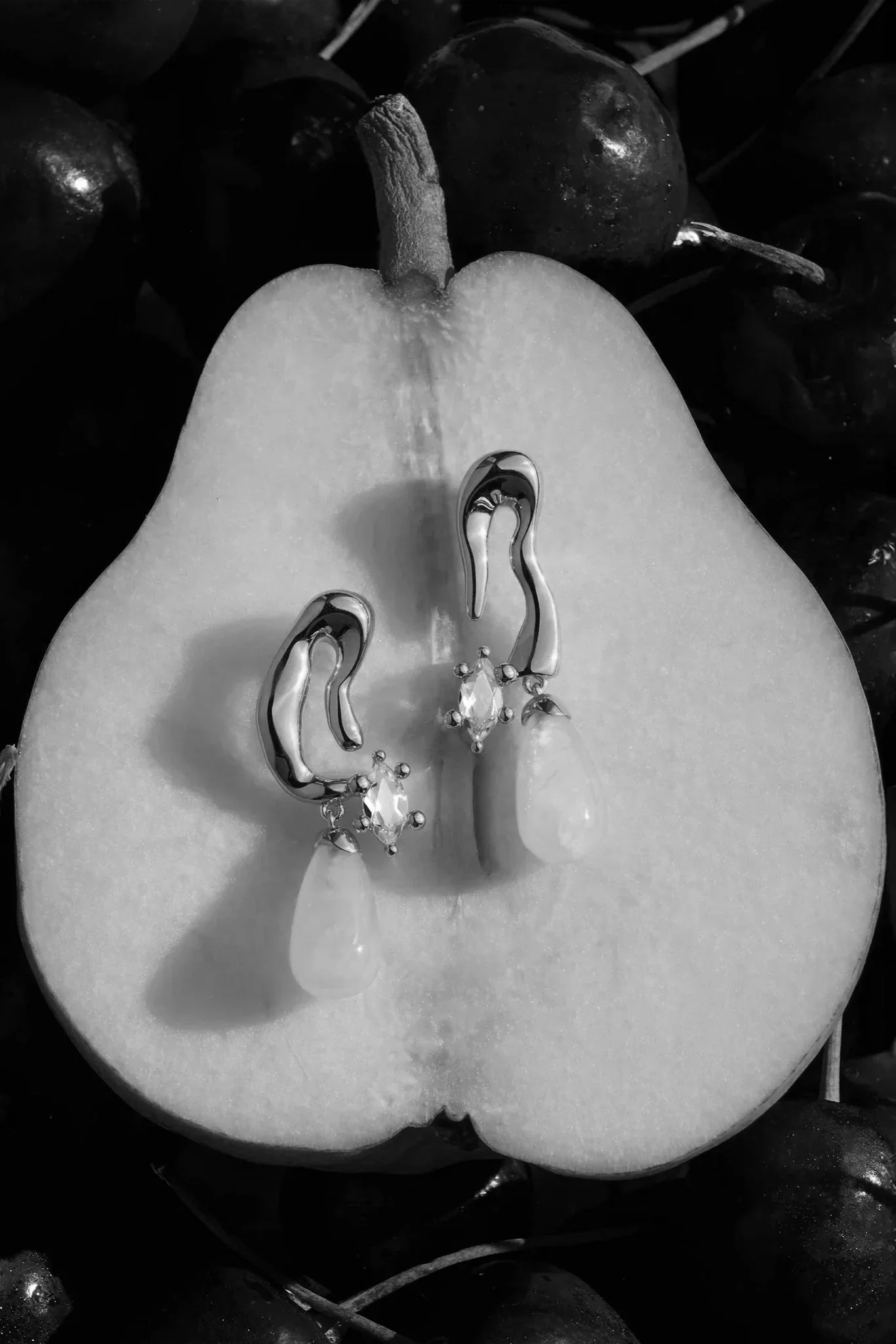 Awe Inspired x Collina Strada Silver Mini Petal Drop Earrings - Image 4