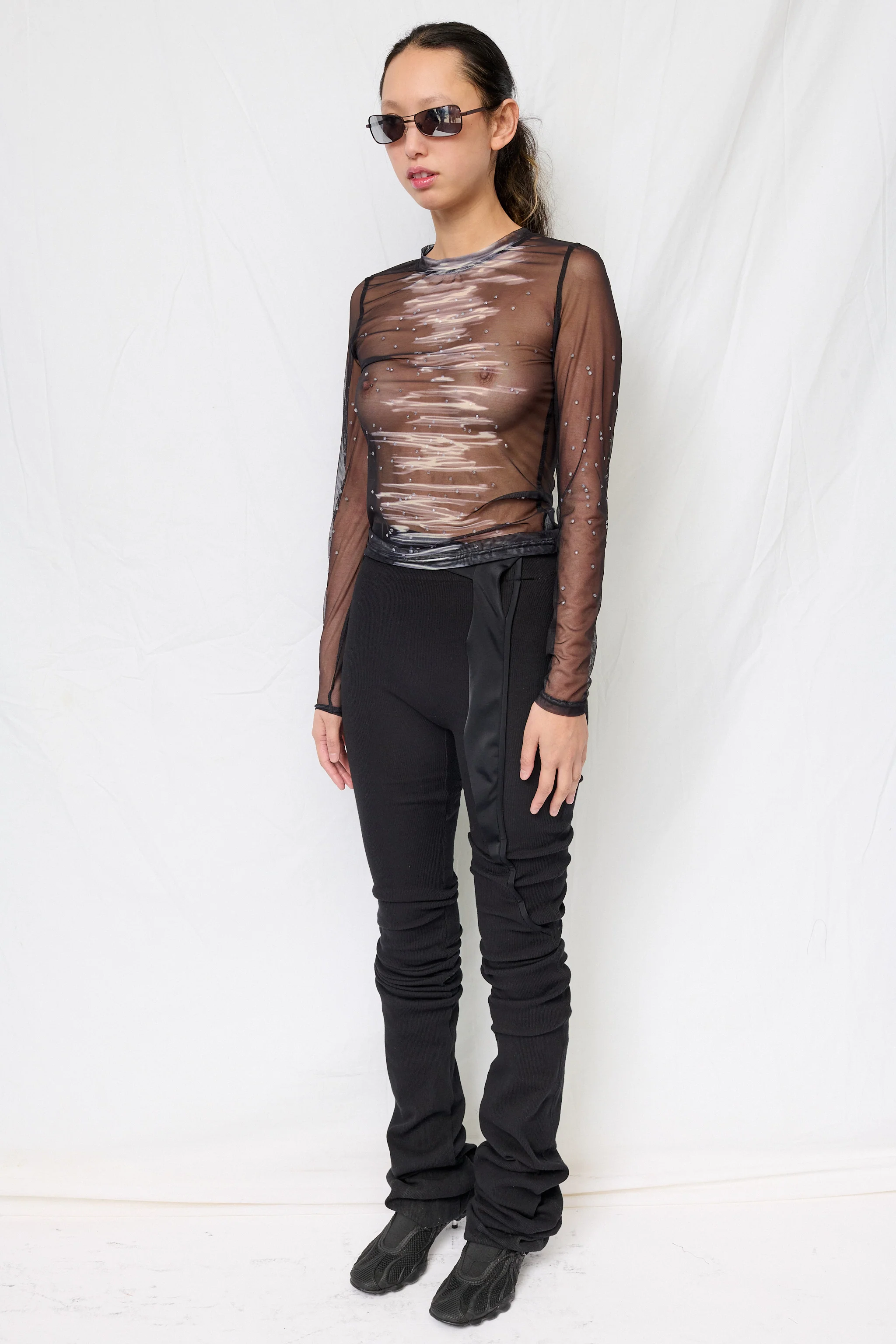 Black Betta Mesh Crewneck Top - Image 3