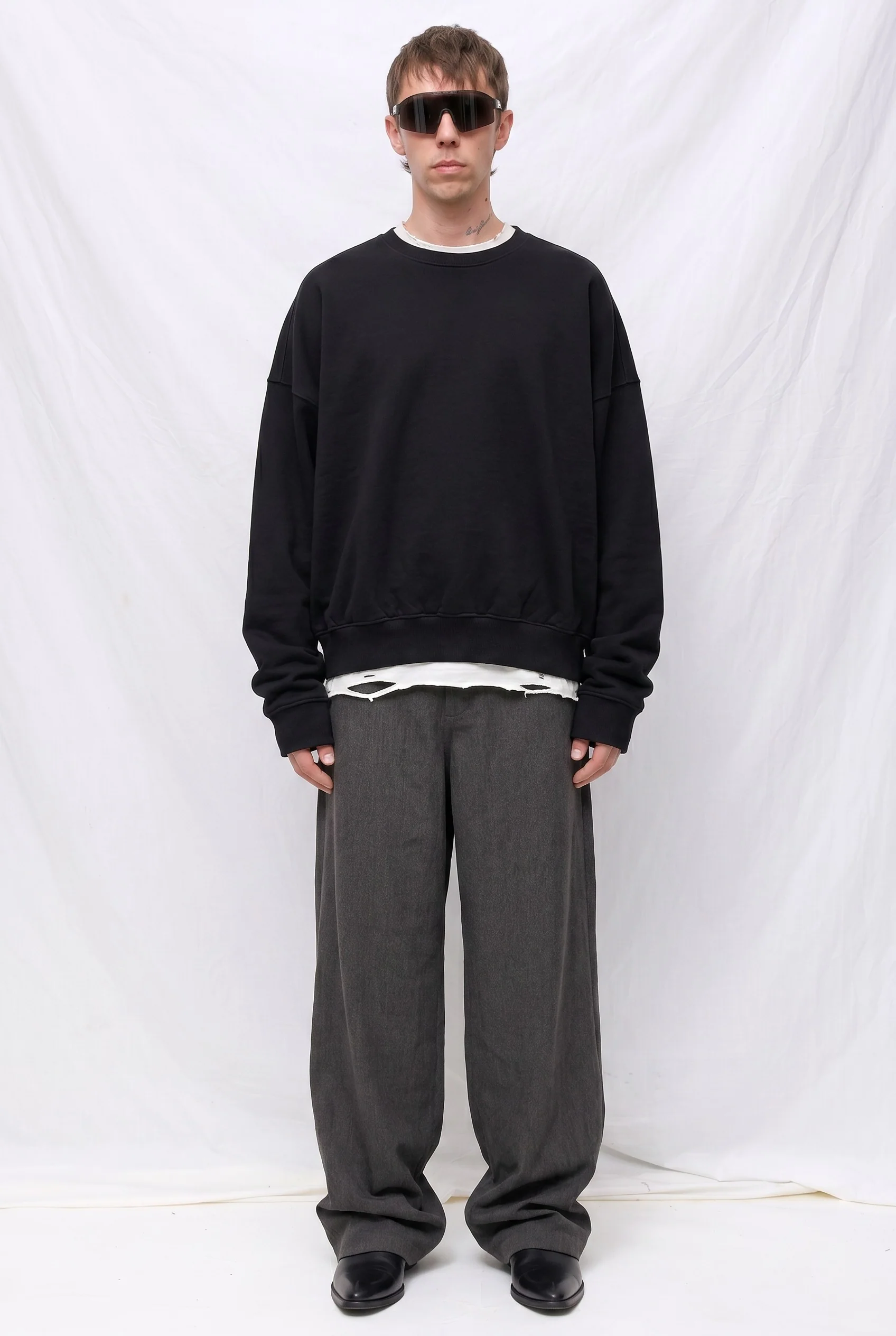 Black Cropped Crewneck