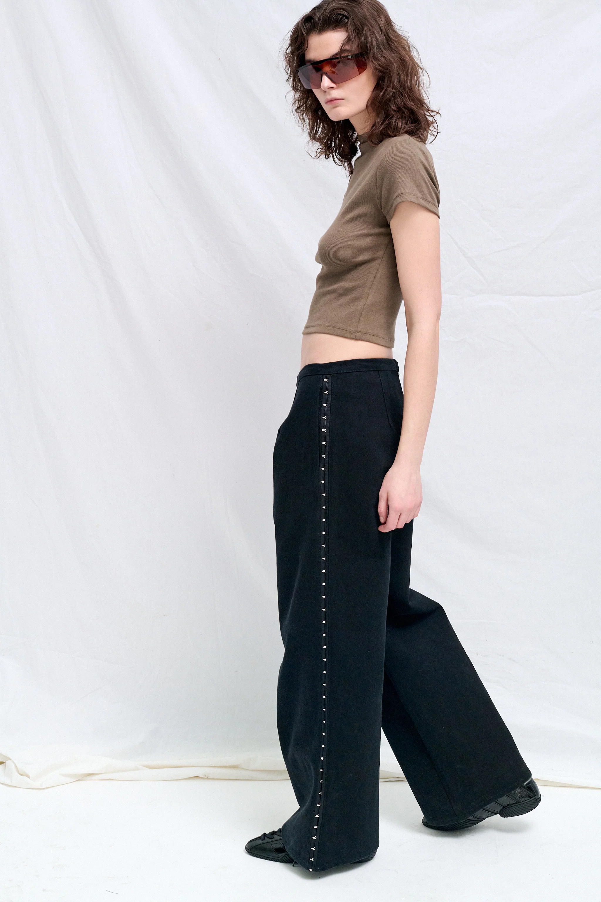 Black Denim Side Hook Clean Pant - Image 2