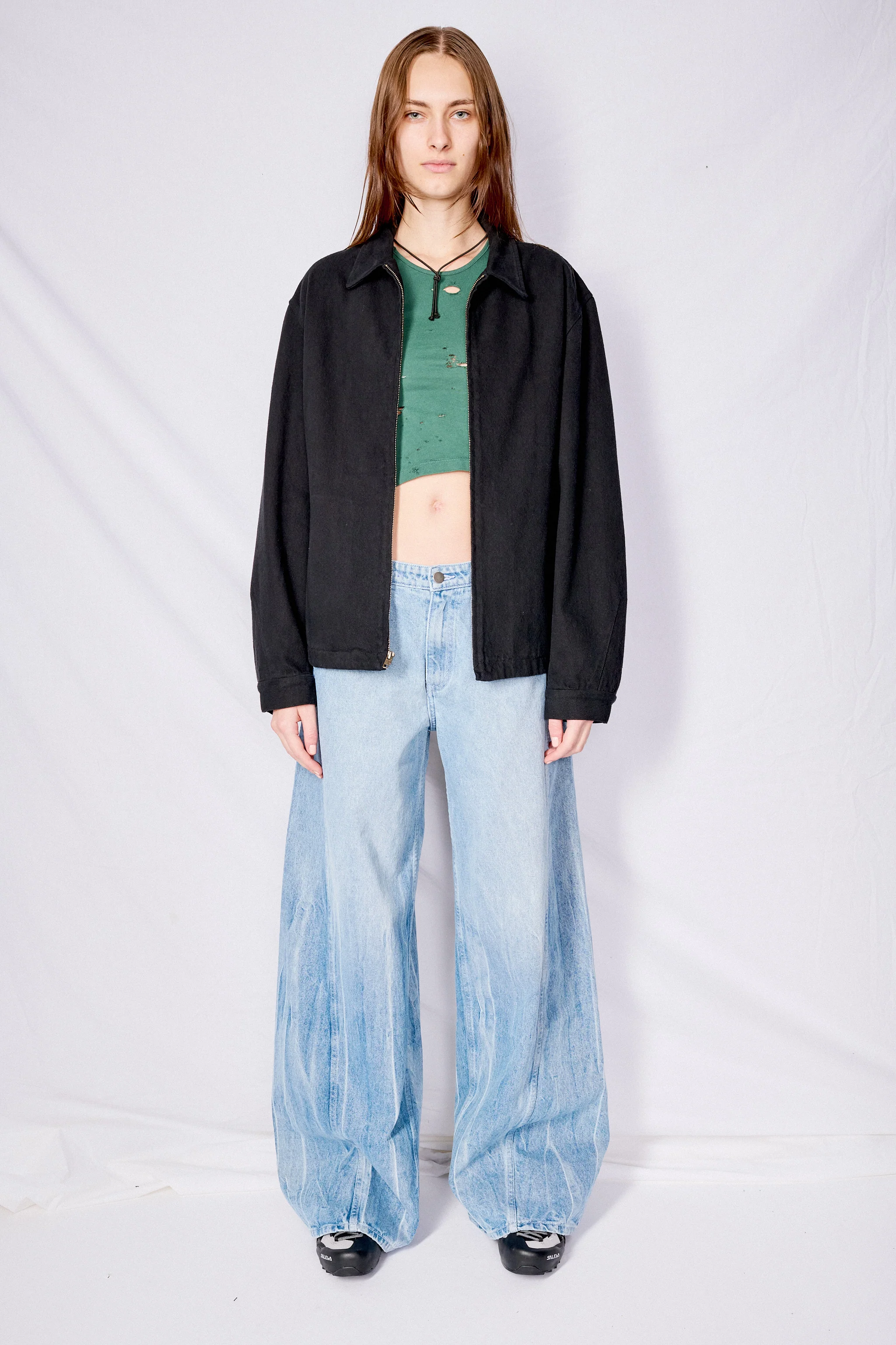 Black Denim Zip Jacket - Image 5