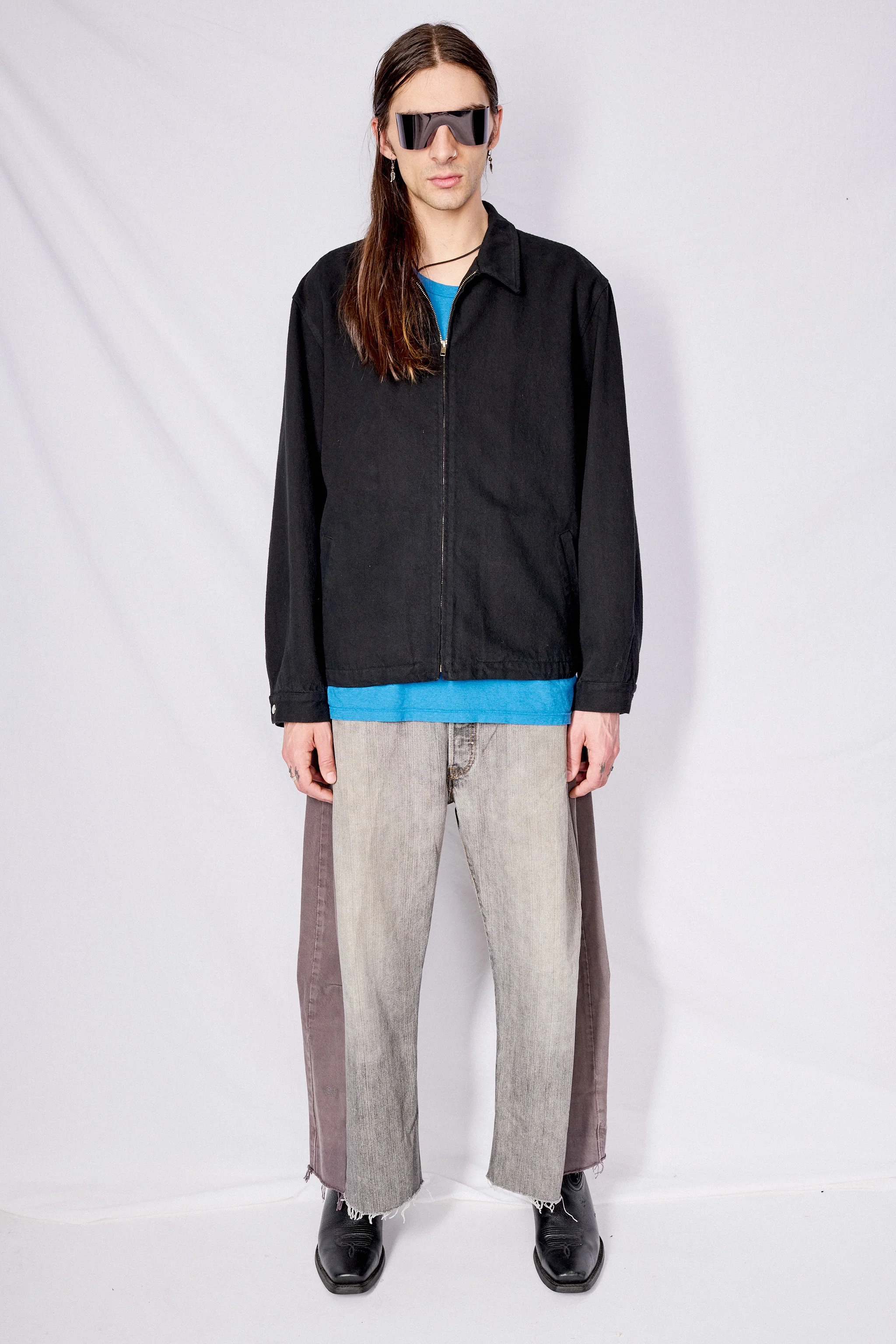 Black Denim Zip Jacket - Image 8