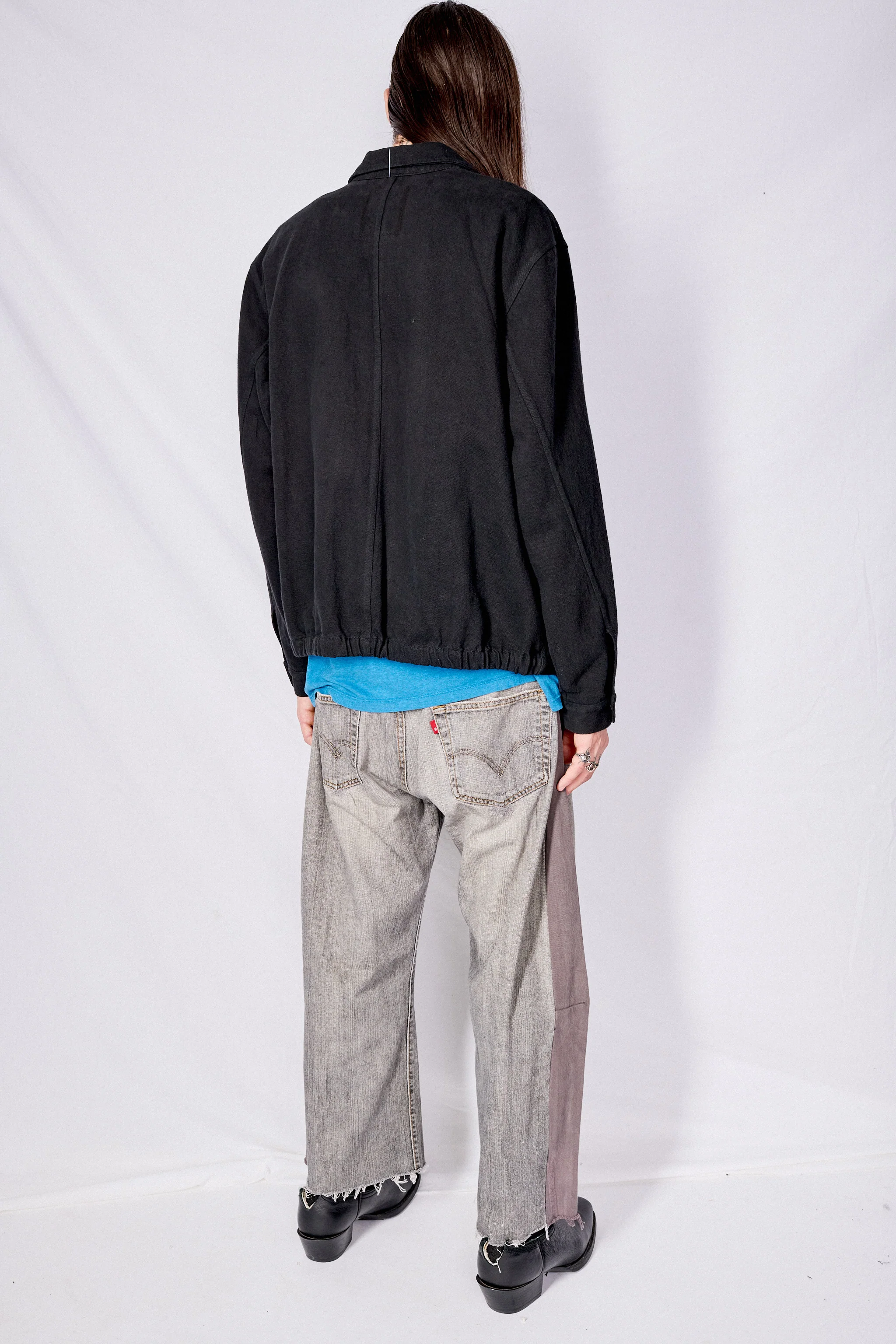 Black Denim Zip Jacket - Image 9