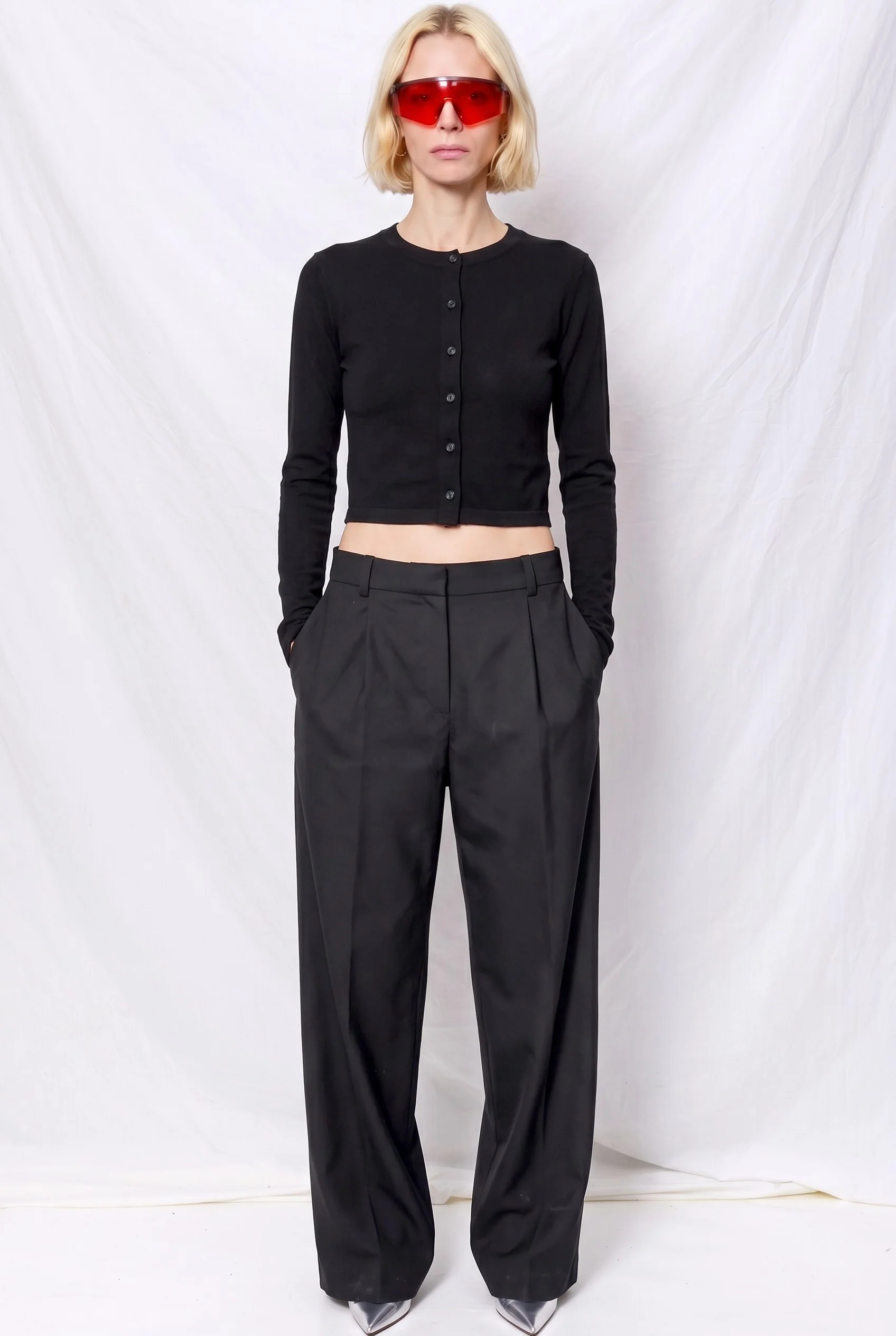 Black Double Crop Top - Image 2