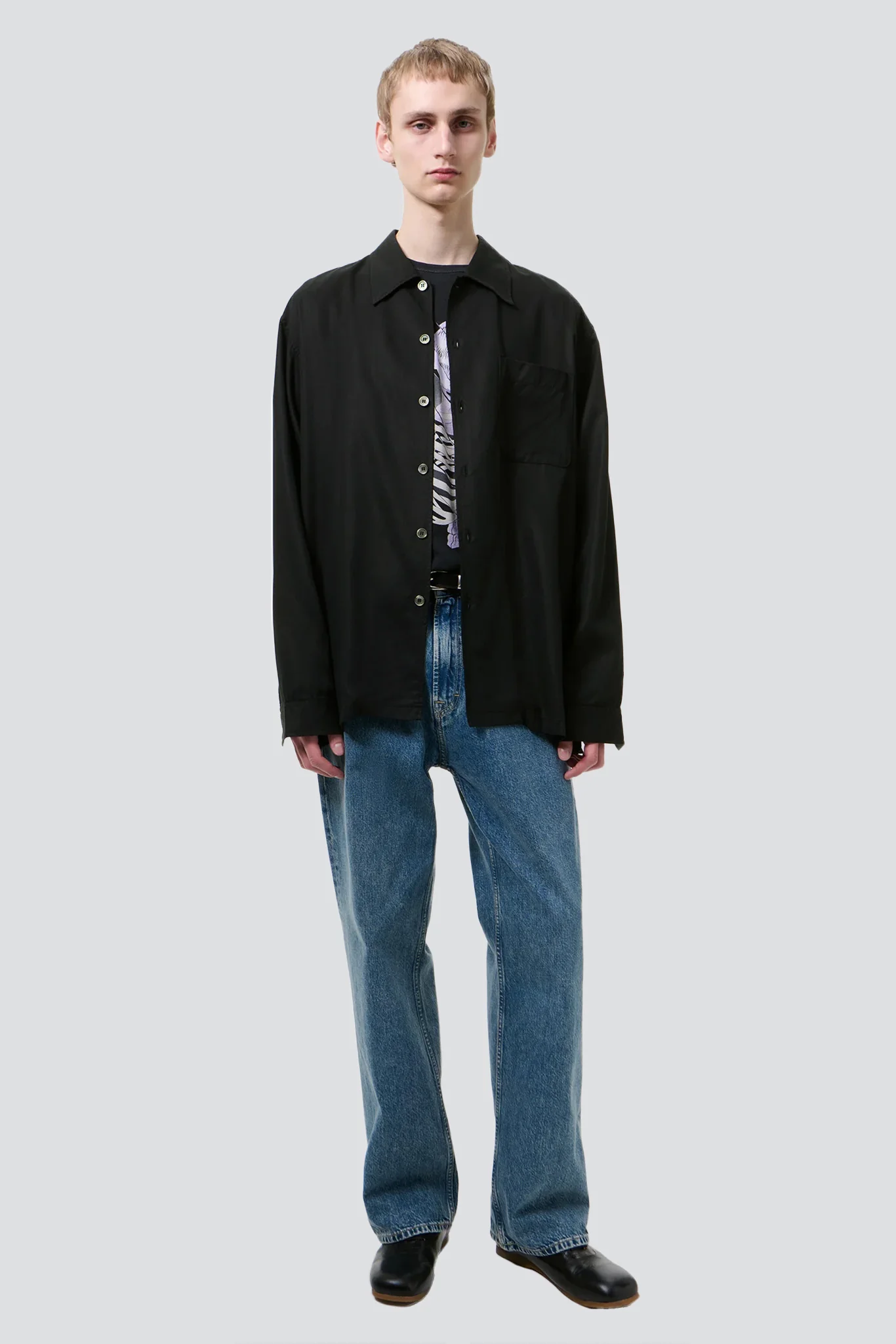 Black Draping Lyocell Every Shirt - Image 3