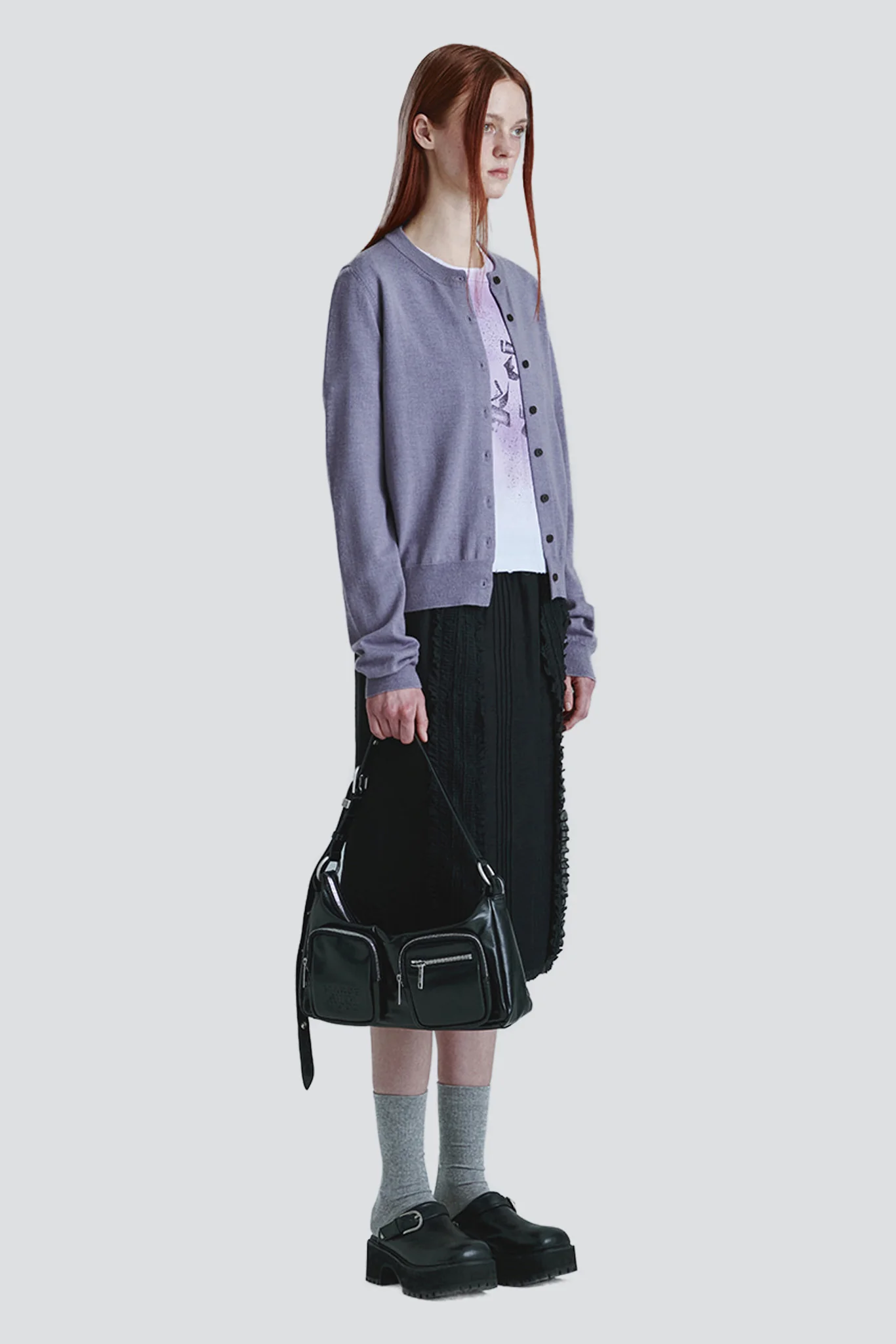 Black Glossy Plain Outpocket Hobo - Image 6