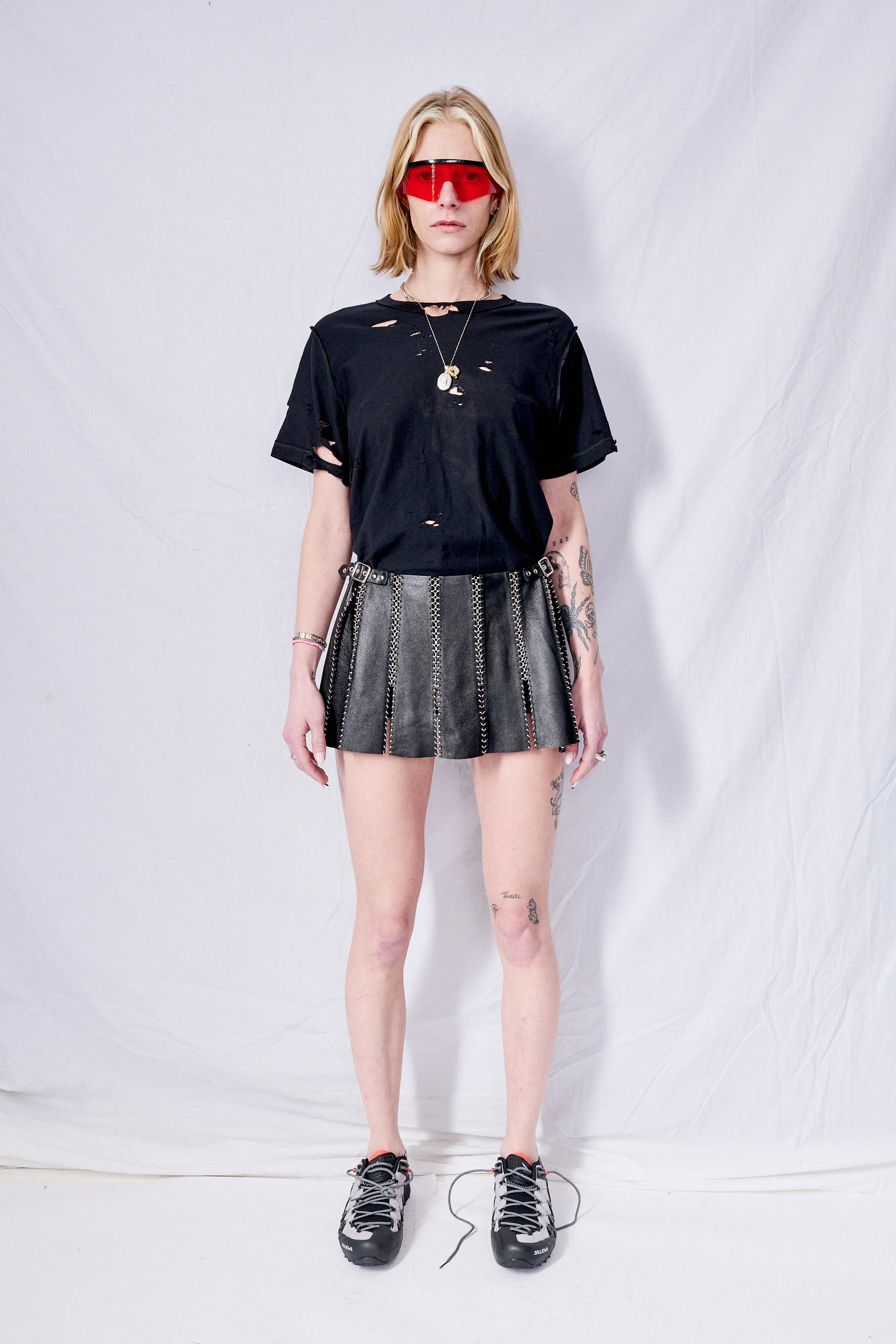 Black Leather Charm Mini Skirt - Image 3