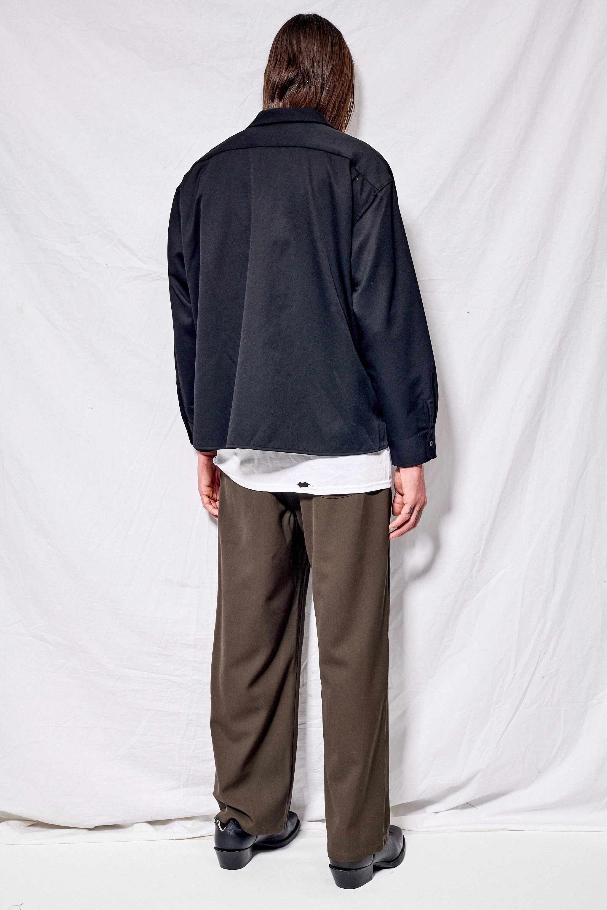 Black Suiting Crop Pocket Shirt - Image 4