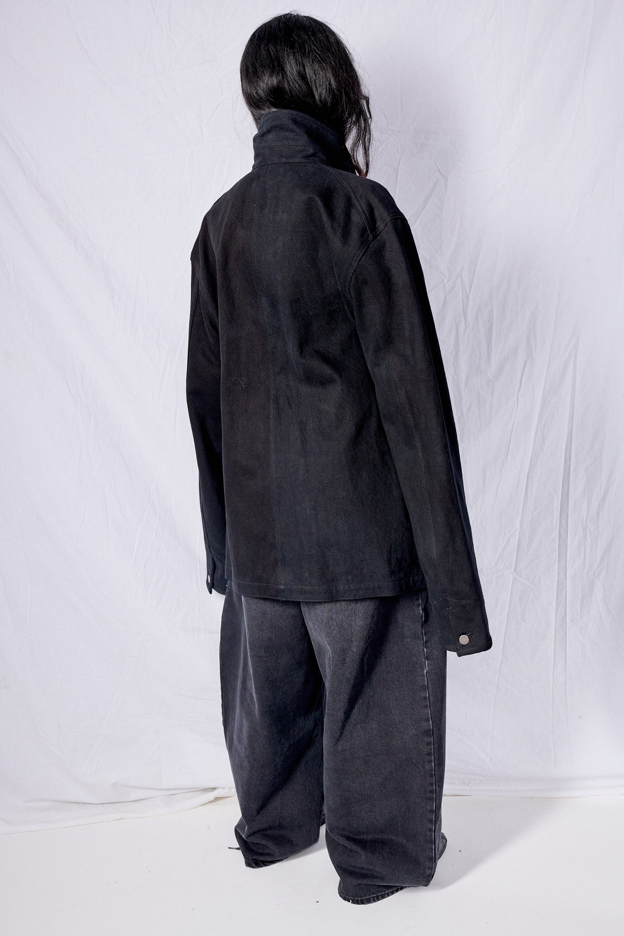 Black Denim Fireman Field Coat - Image 6