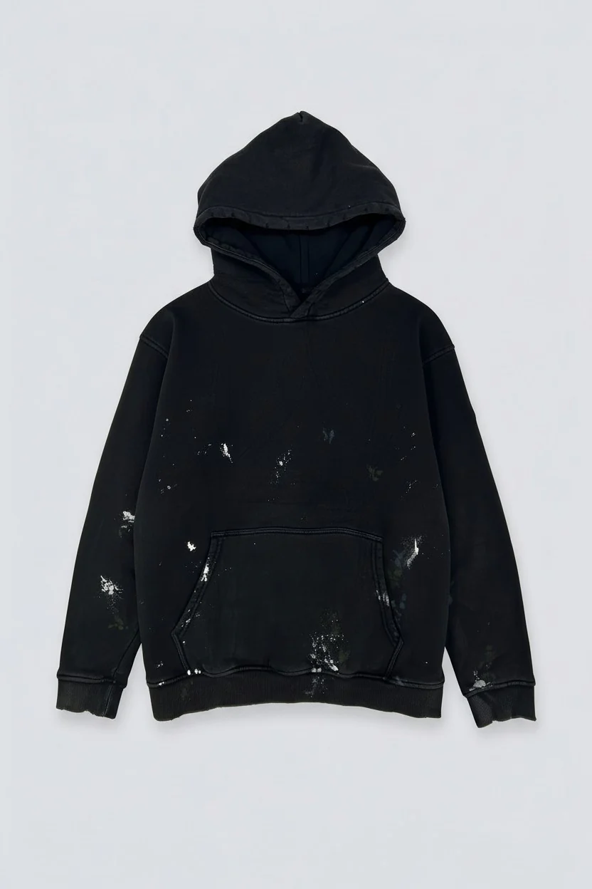 Black Painted Hoodie