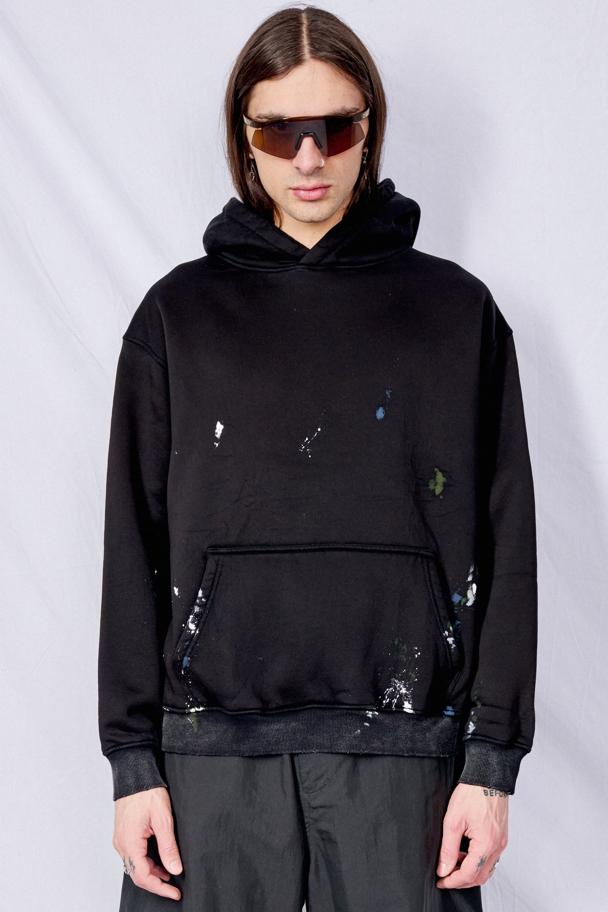 Black Painted Hoodie - Image 2