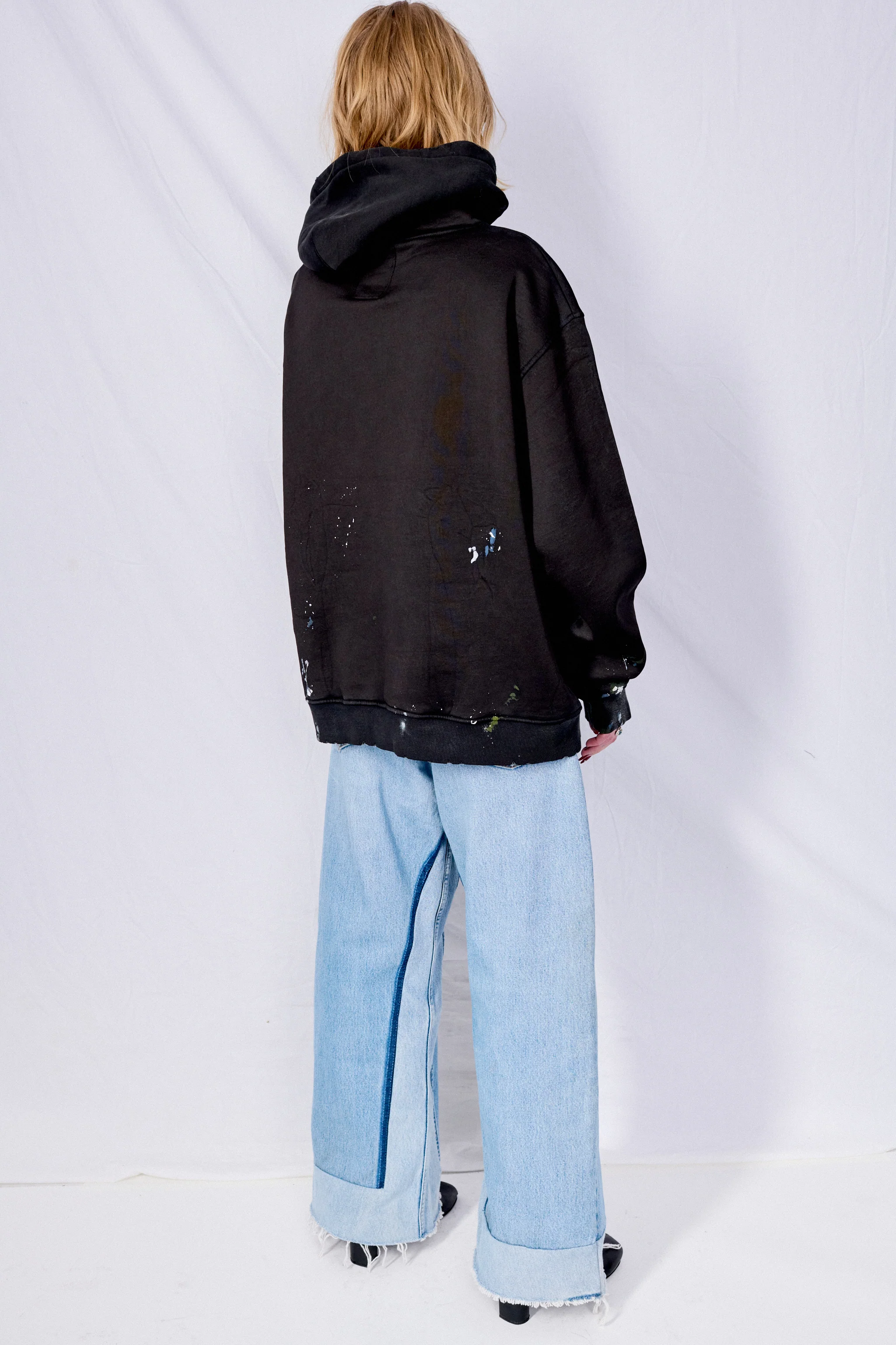 Black Painted Hoodie - Image 8