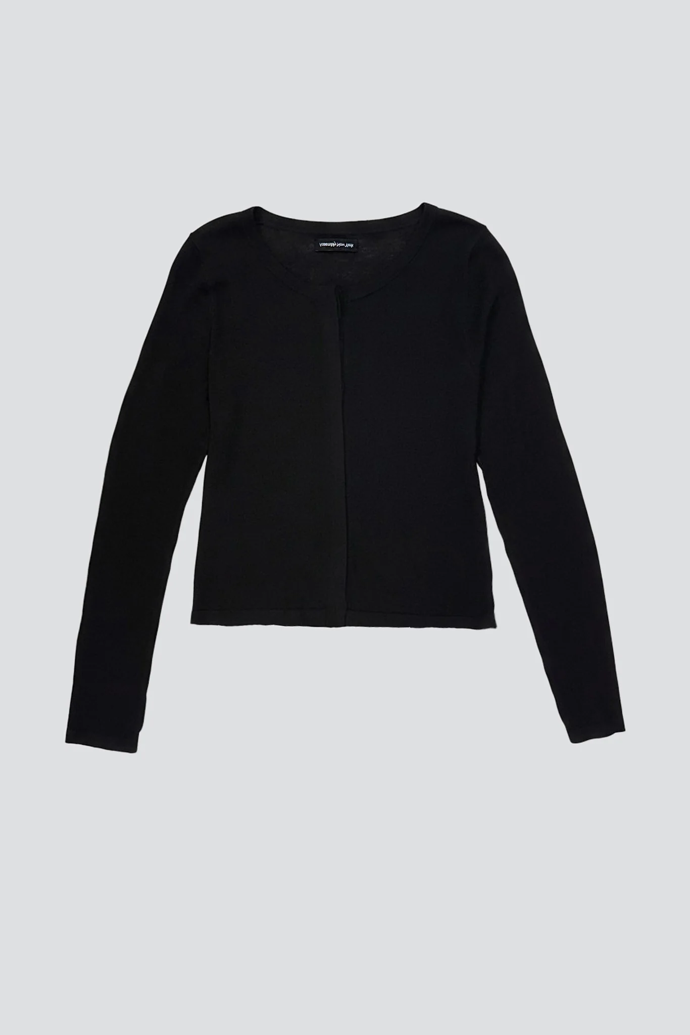 Black Silk Cashmere Hidden Buttoned Cardigan - Image 2