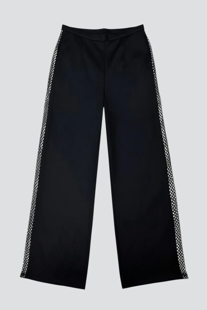 Black Suiting Fishnet Clean Pant - Image 2