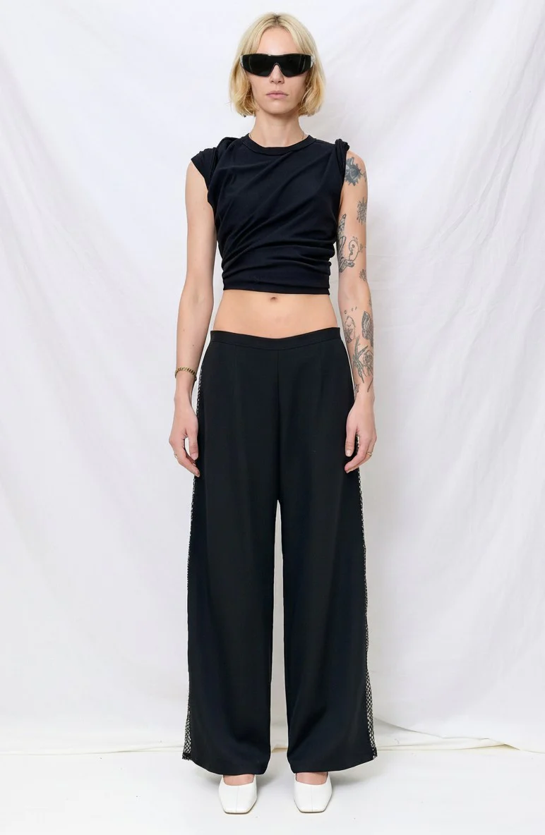 Black Suiting Fishnet Clean Pant - Image 4