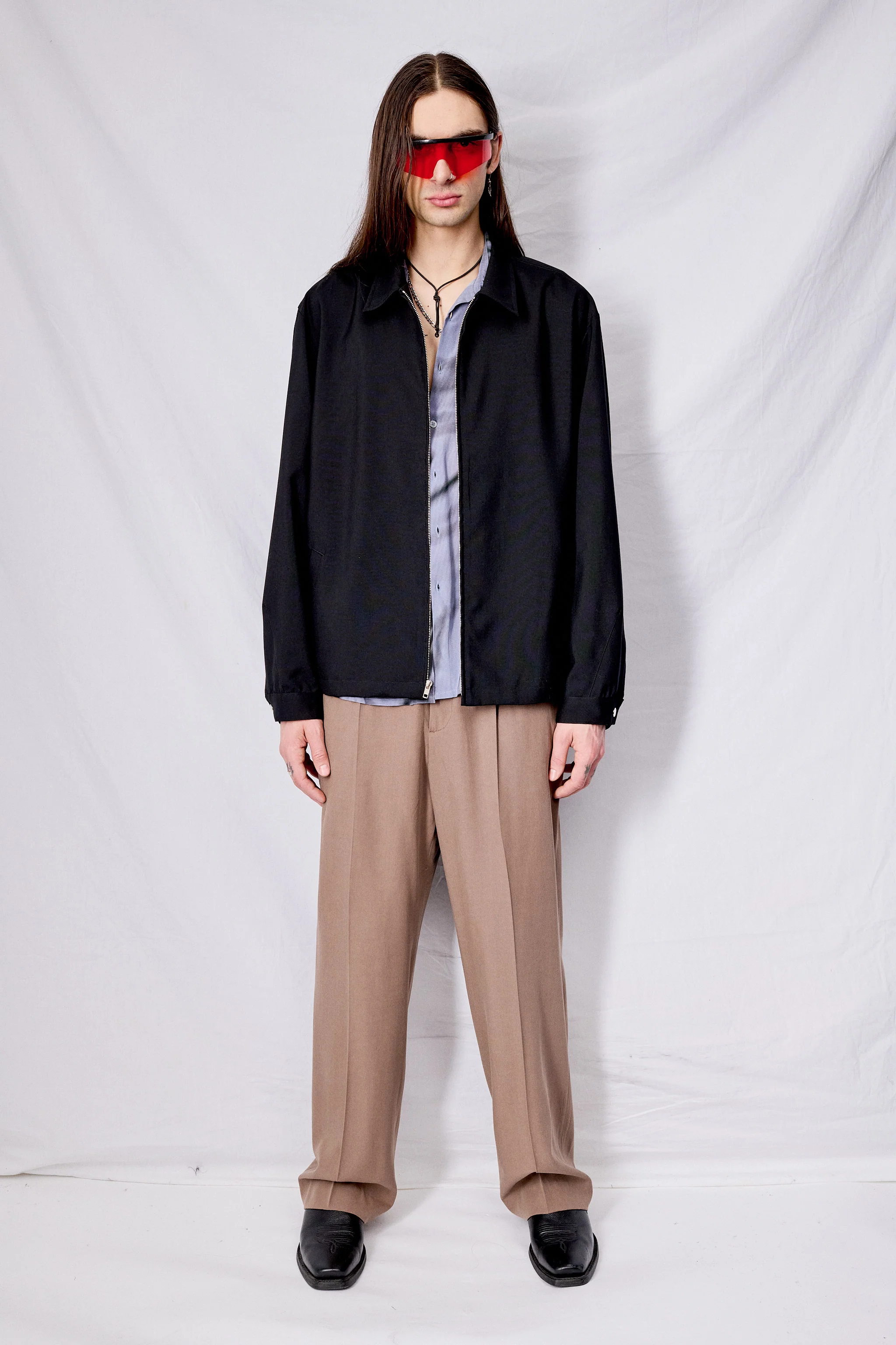 Black Suiting Zip Jacket - Image 3