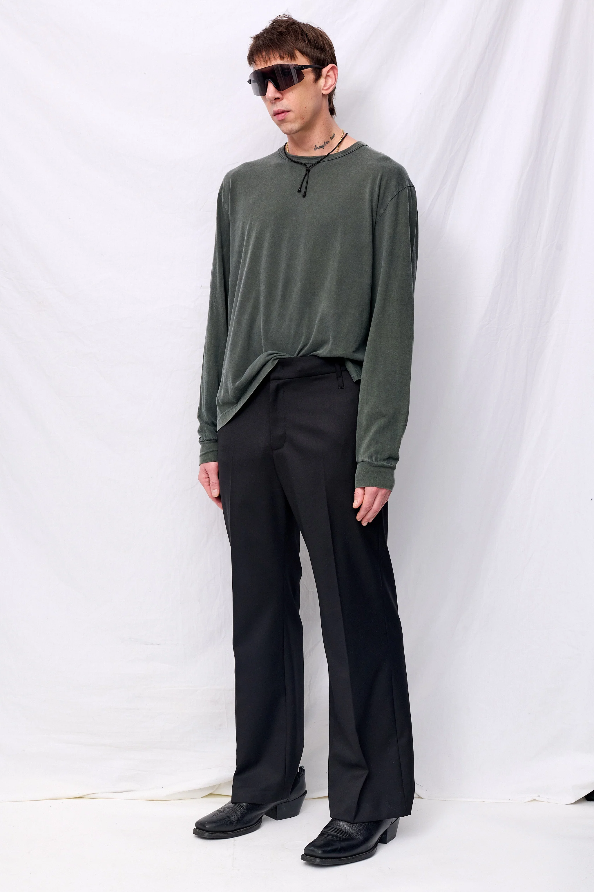 Black Wool Flared Pants - Image 3