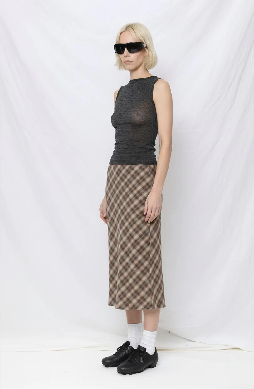 Blur Check Enmesh Skirt - Image 3