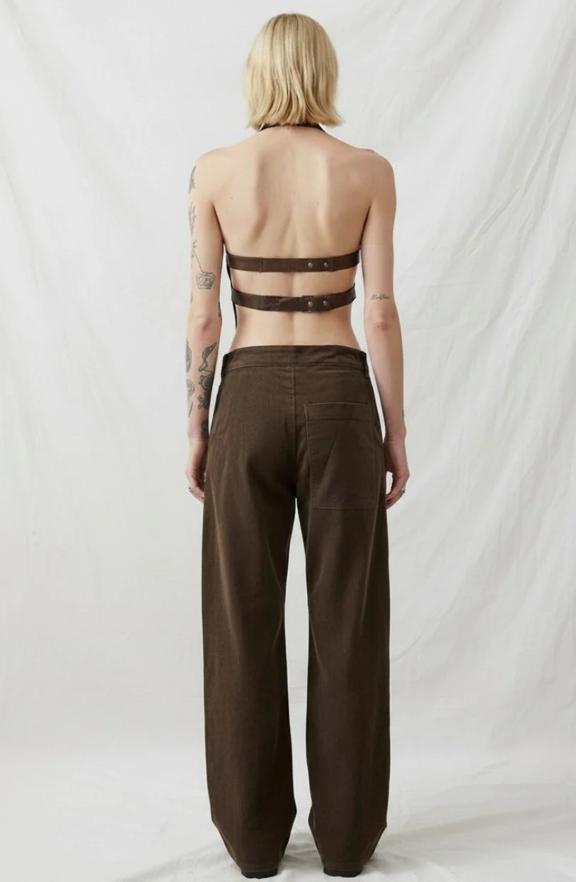 Brown Denim Strap Halter Top - Image 2