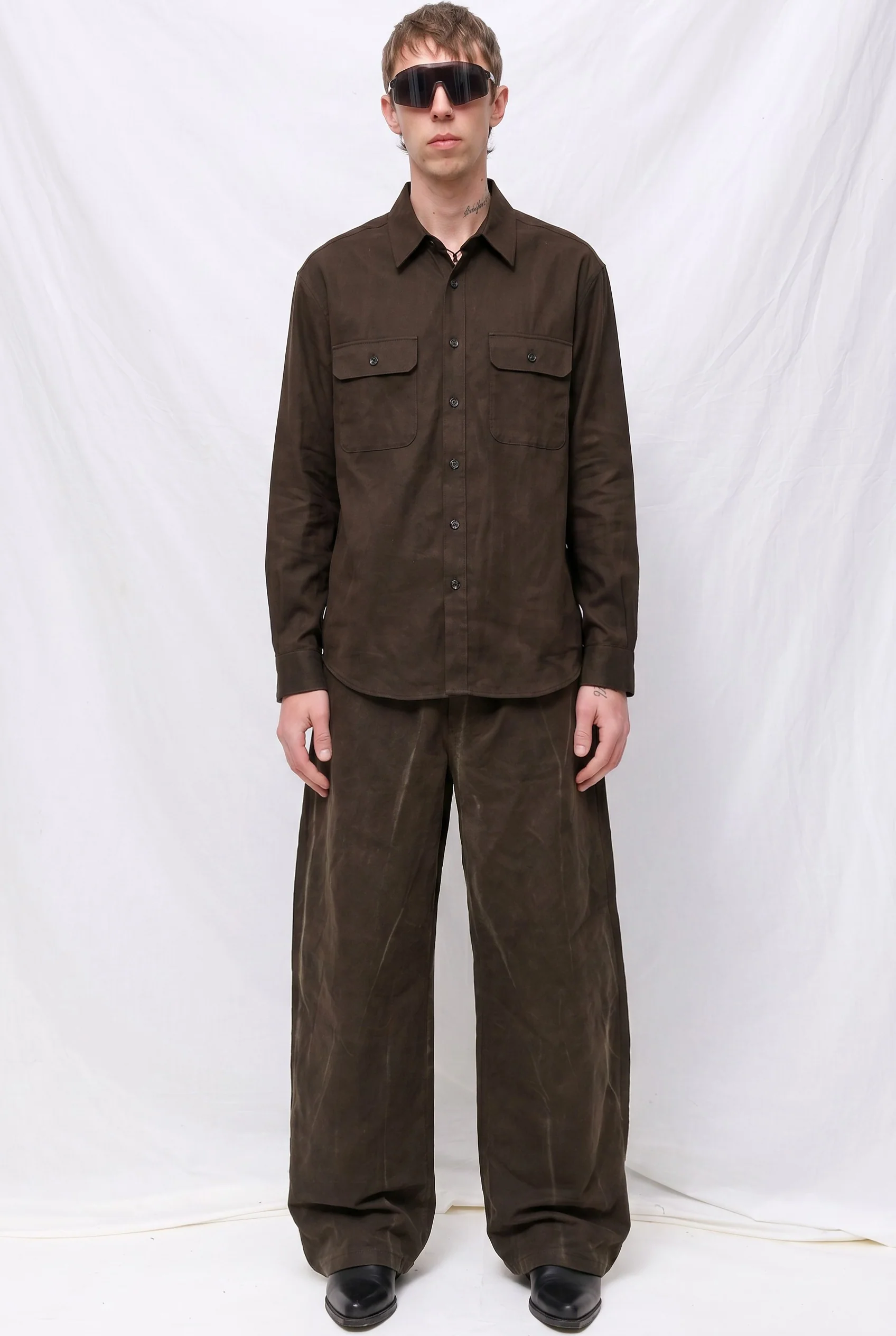 Brown Denim Volume Pant