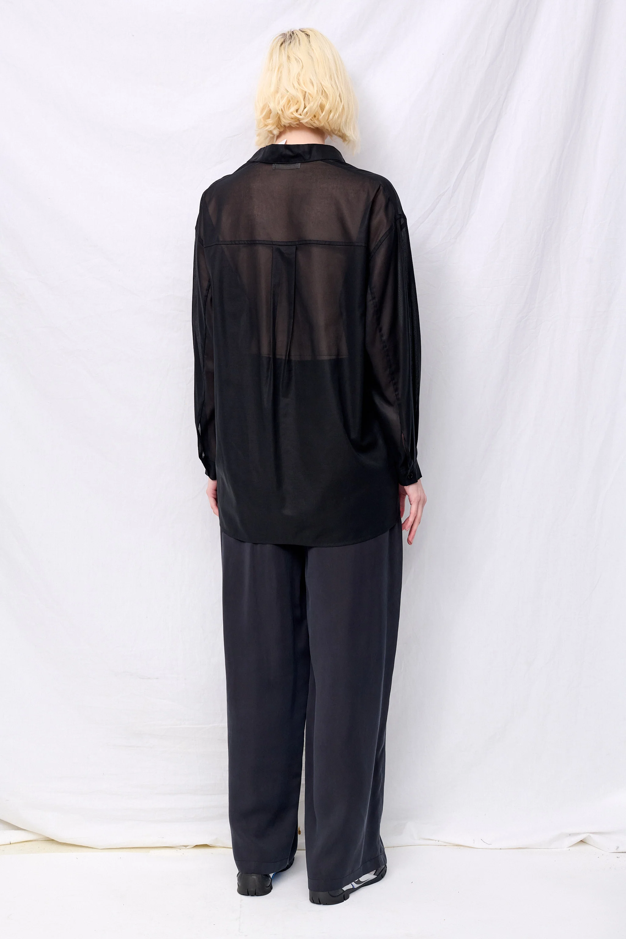 Black Sheer Cotton Classic Shirt - Image 4