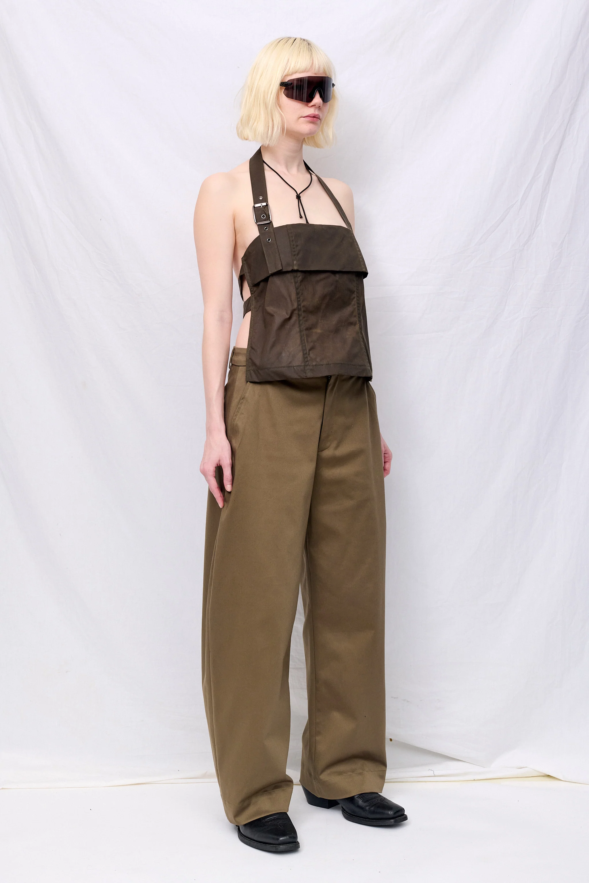 Brown Wax Strap Halter Top - Image 3