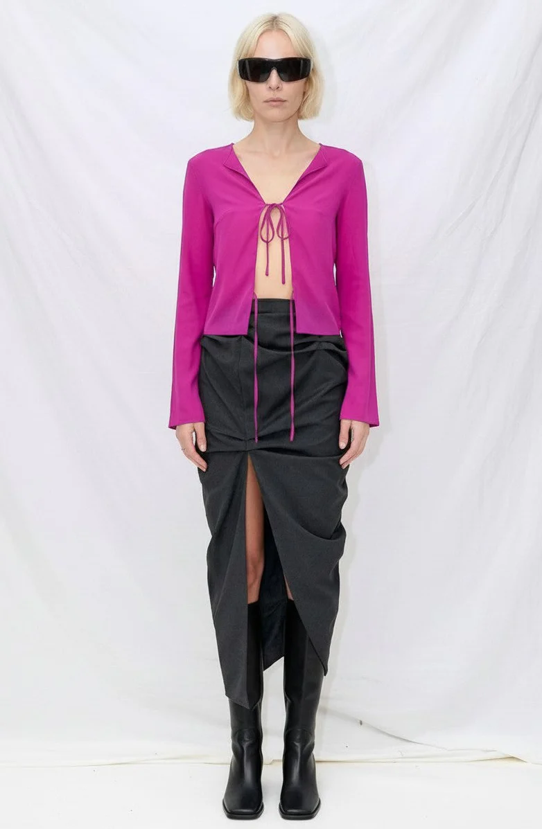 Fuchsia Silk Blouse - Image 3