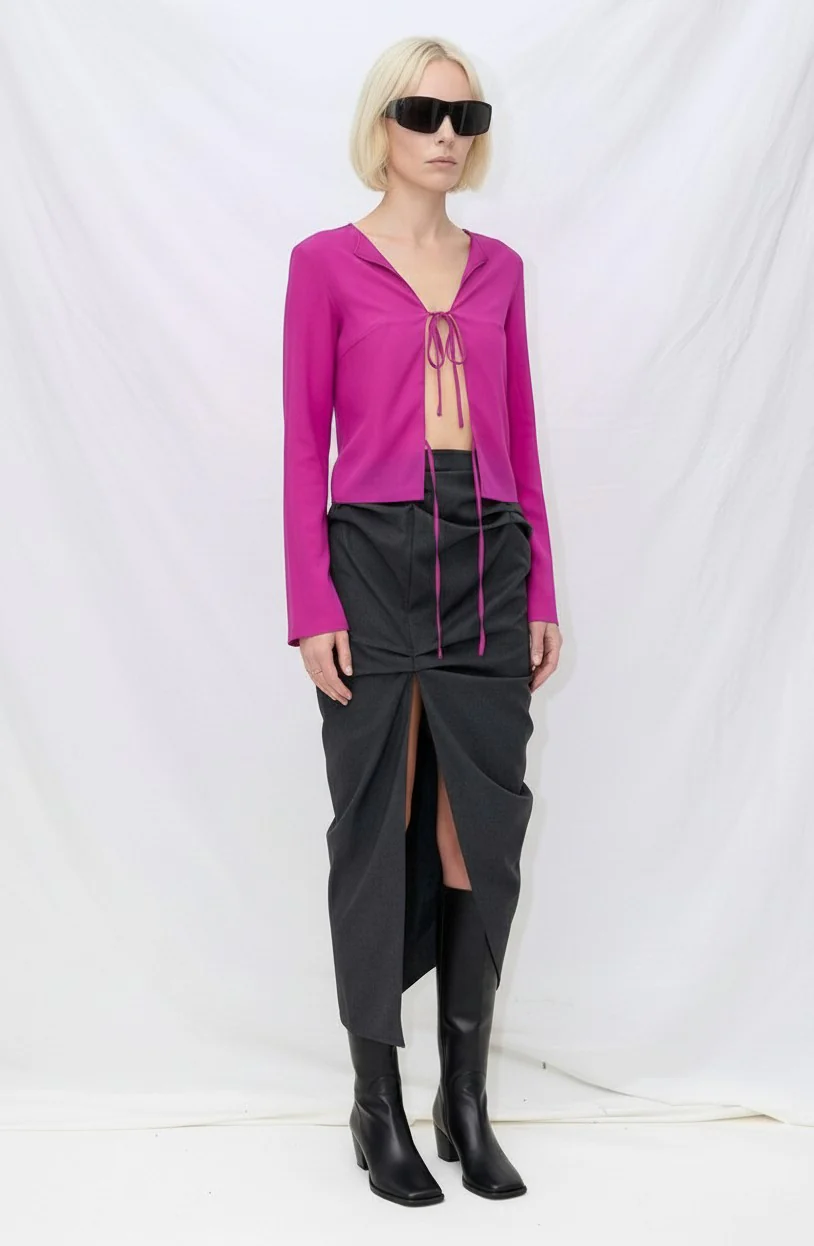 Fuchsia Silk Blouse - Image 4