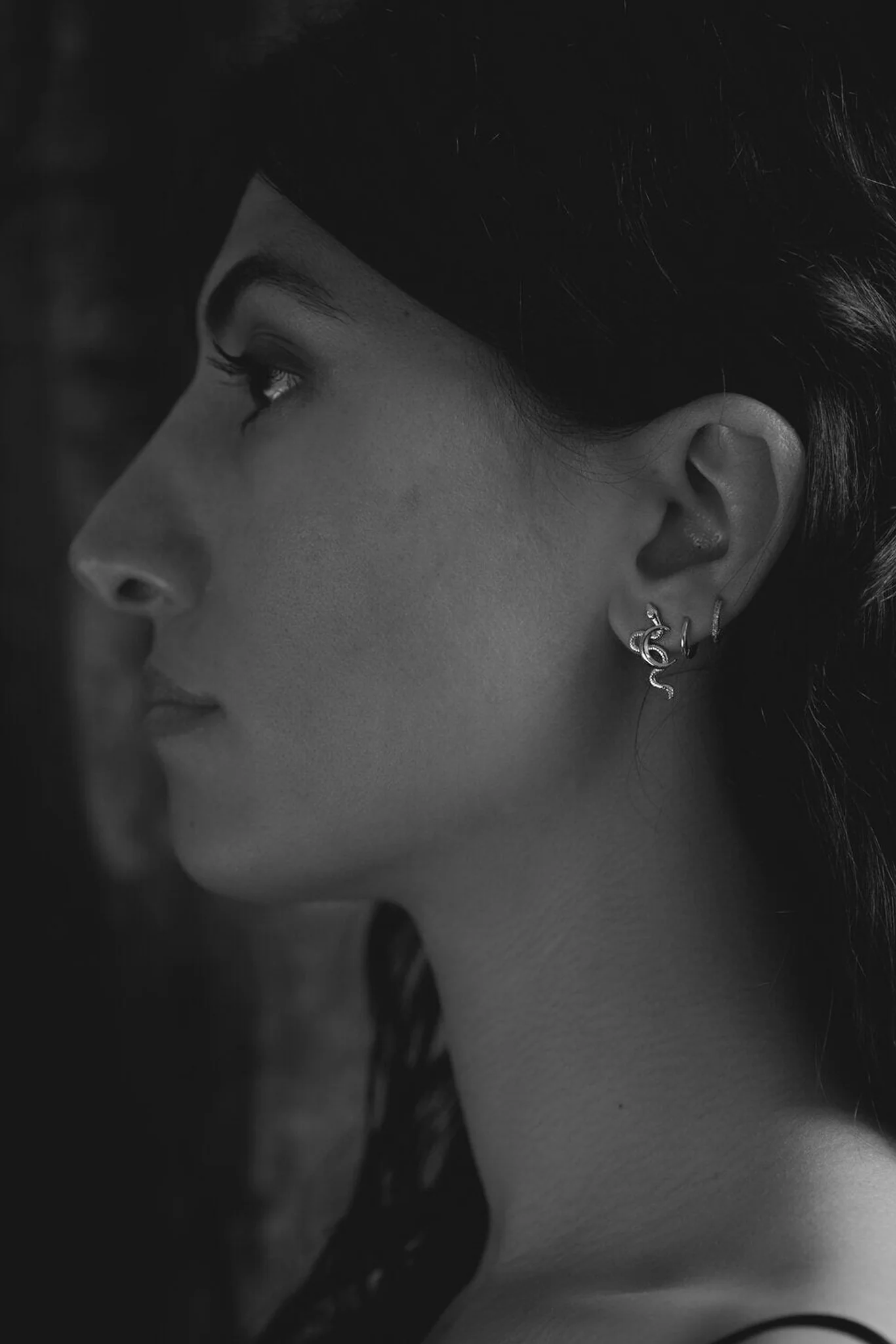 Gold Snake Moon Earring Stud - Image 2