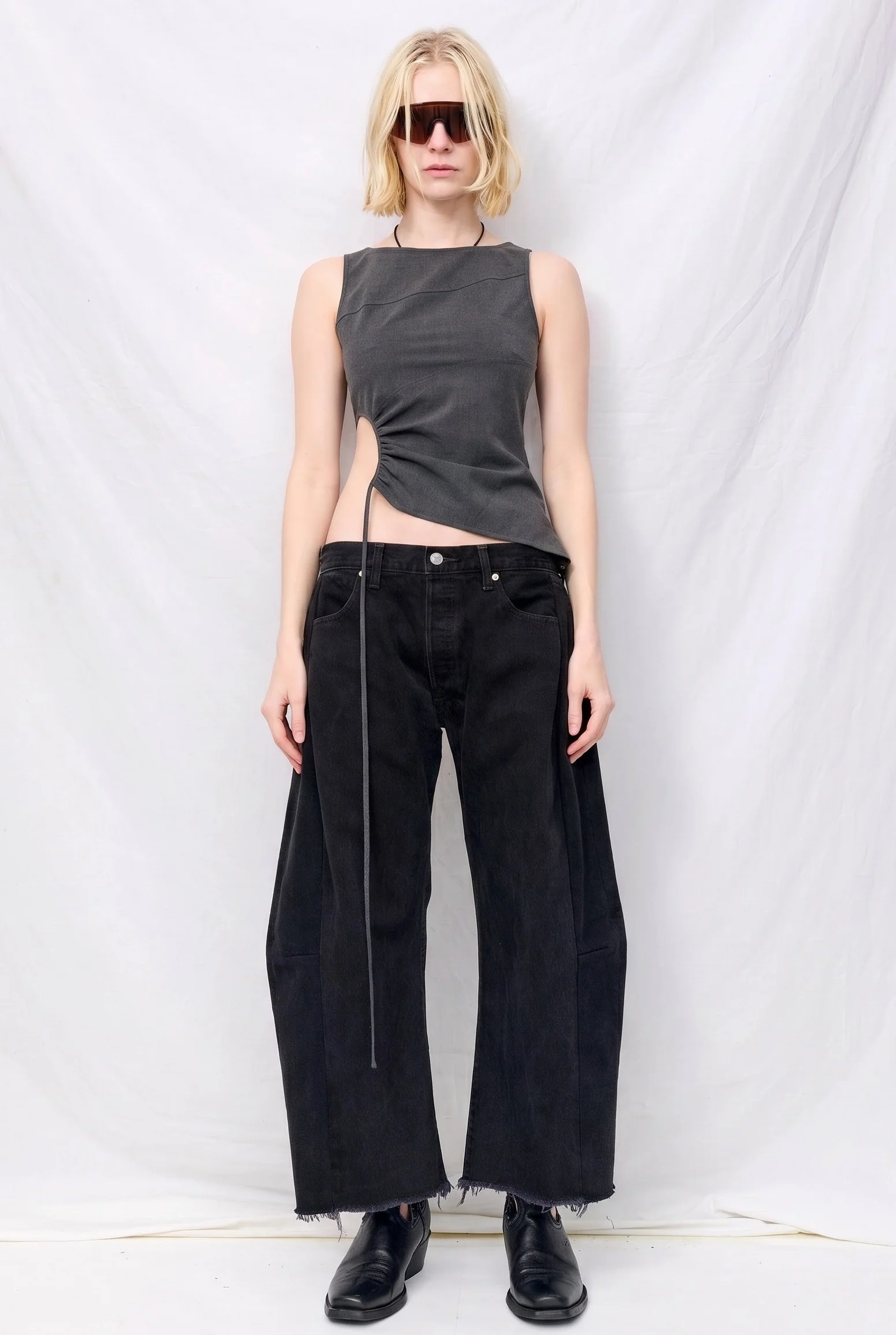 Grey Double Faced TR Circled Top