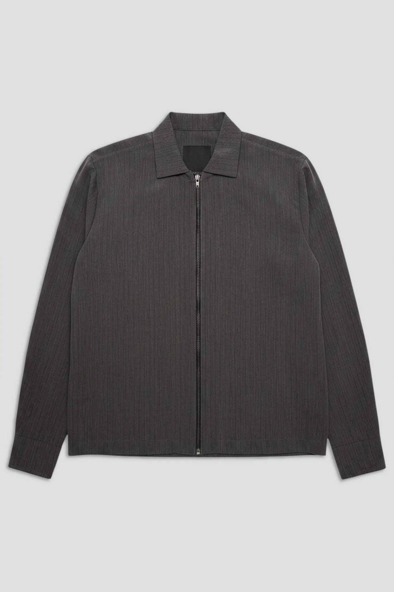 Grey Long Sleeve Zip Camp Shirt - Image 2