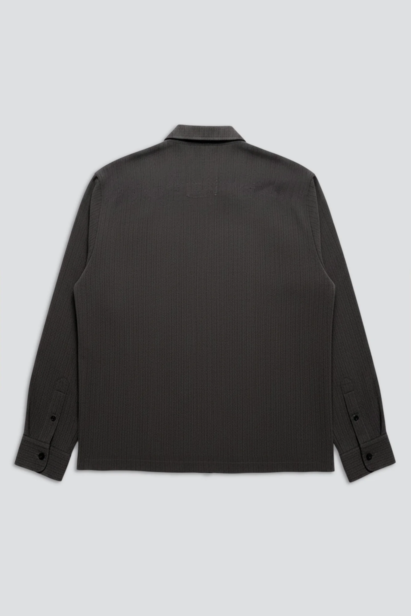 Grey Long Sleeve Zip Camp Shirt - Image 4