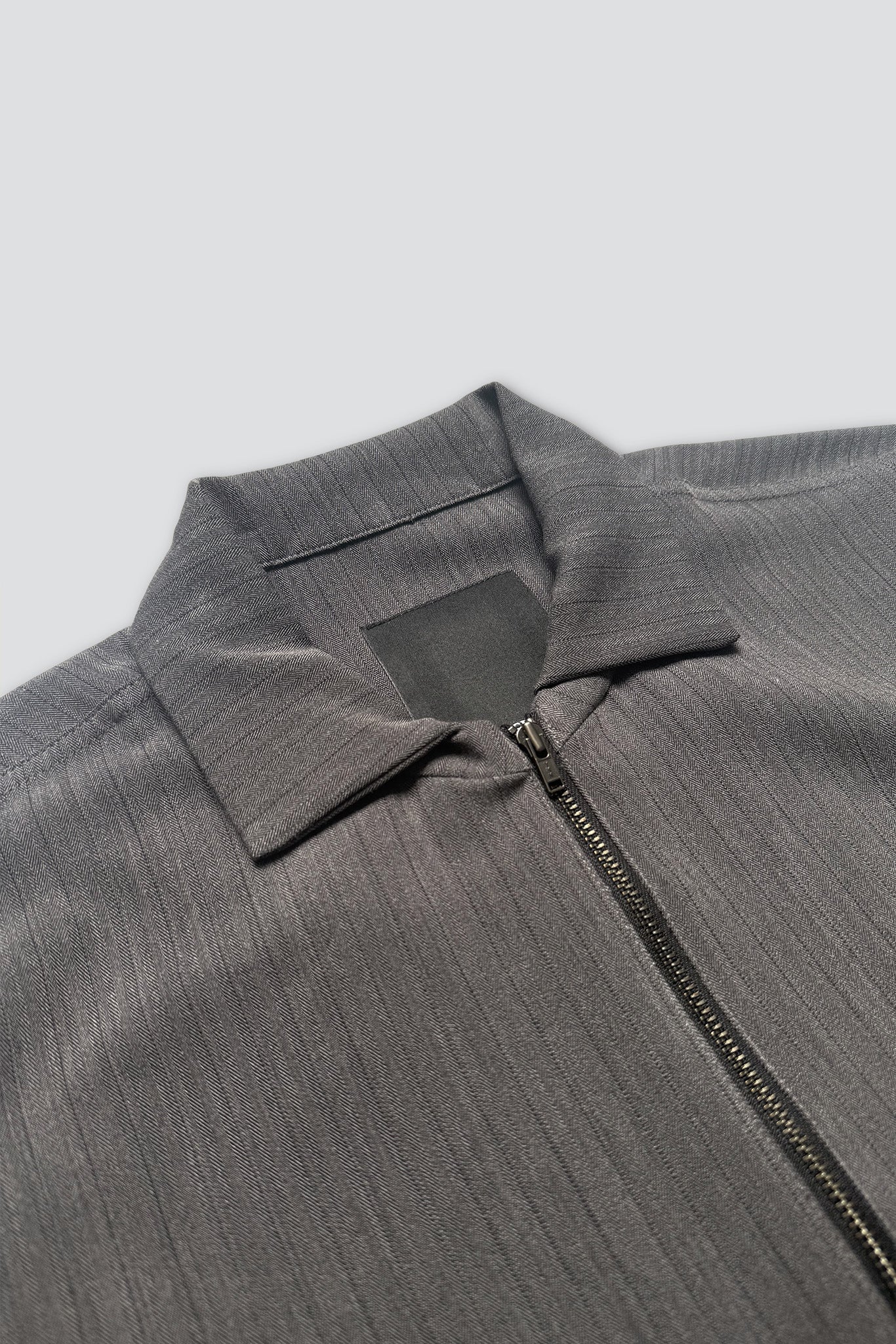 Grey Long Sleeve Zip Camp Shirt - Image 5