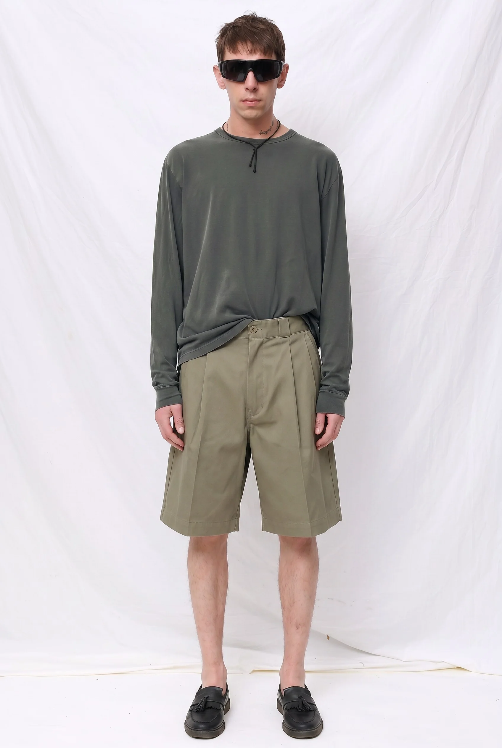 Khaki N. Hoolywood Compile x Dickies / 2 Tuck Half Pants - Image 2
