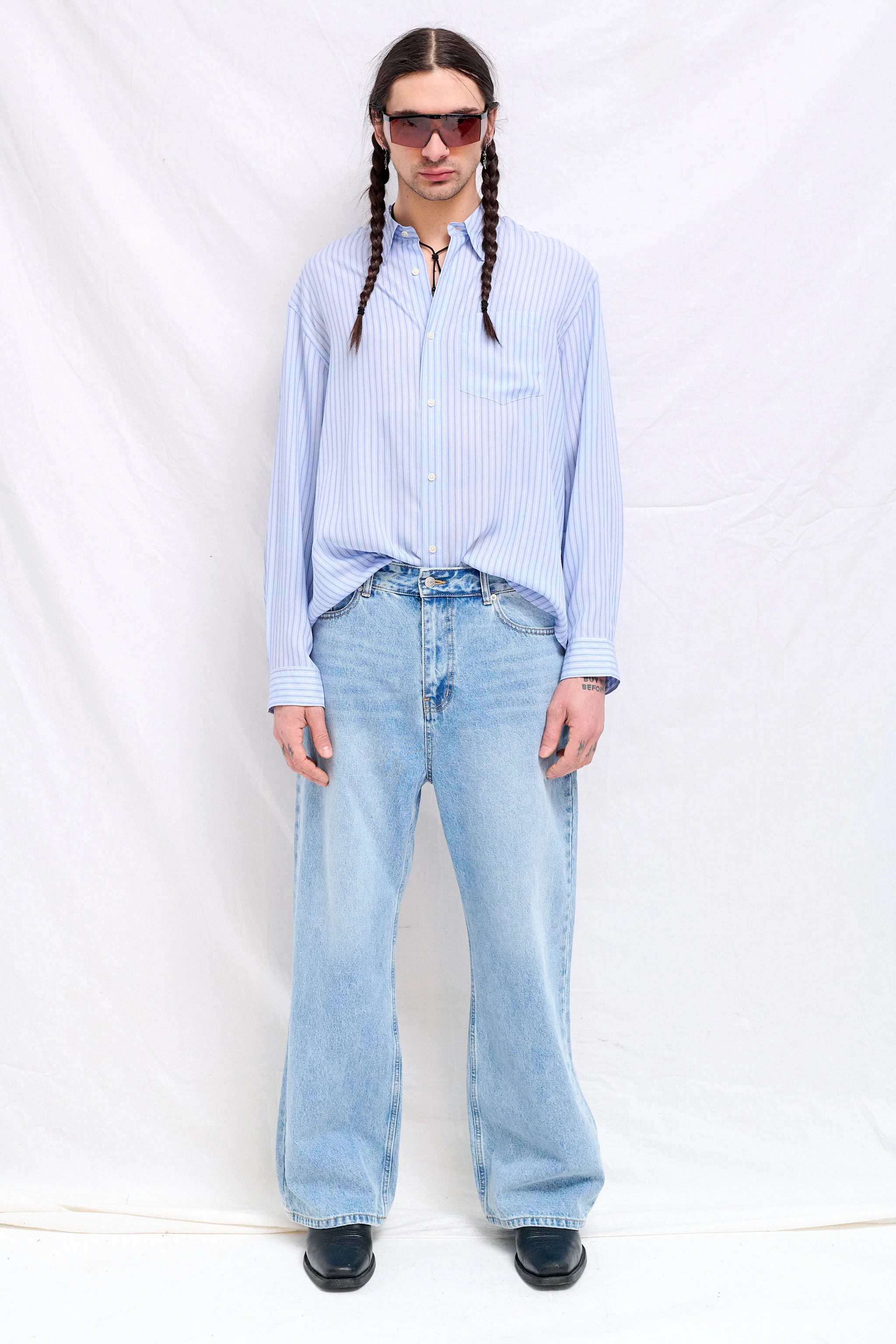 Light Blue Semi Flared Jeans - Image 2