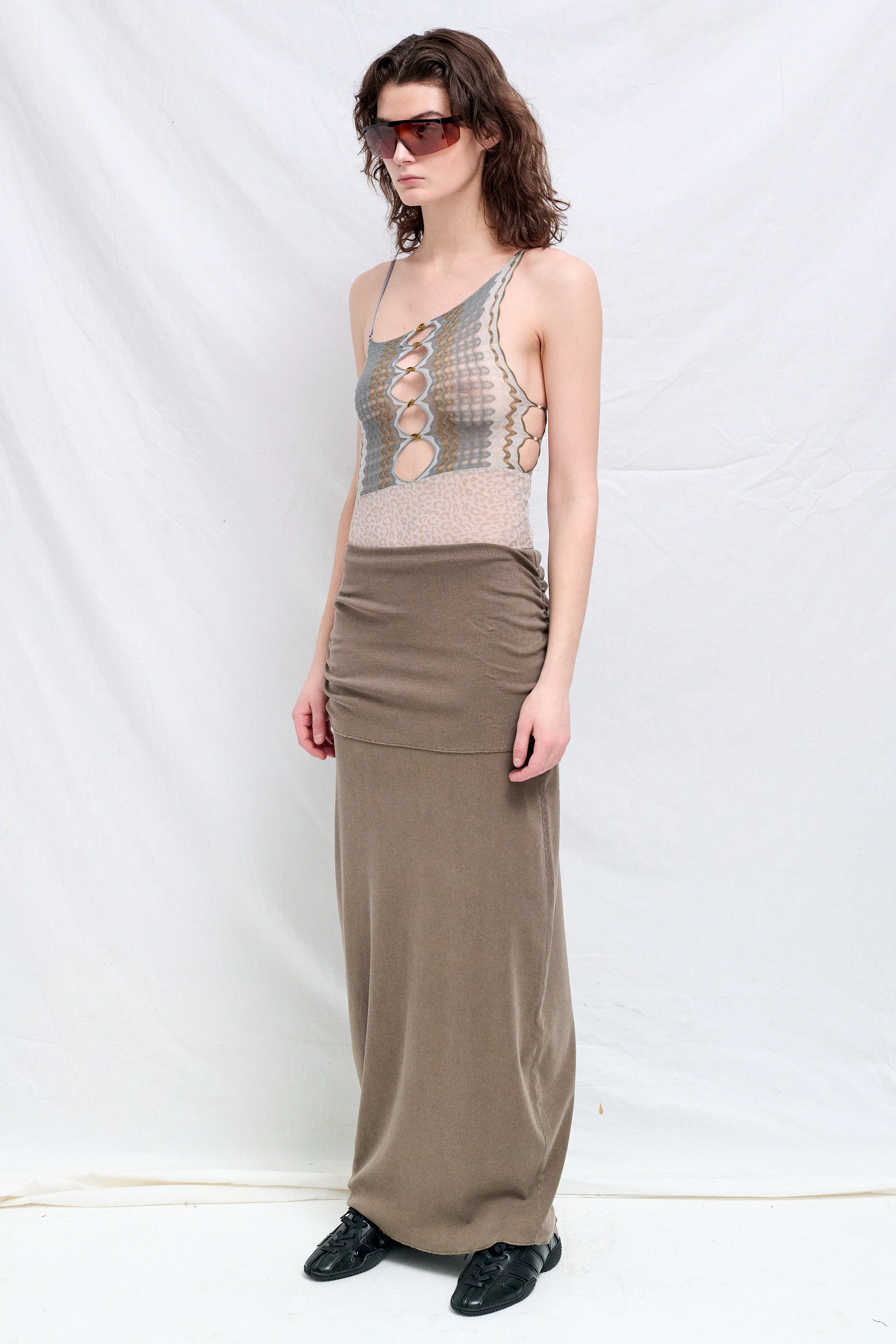 Marsh Ripple Knit Combo Leopard Mesh Bodysuit - Image 3