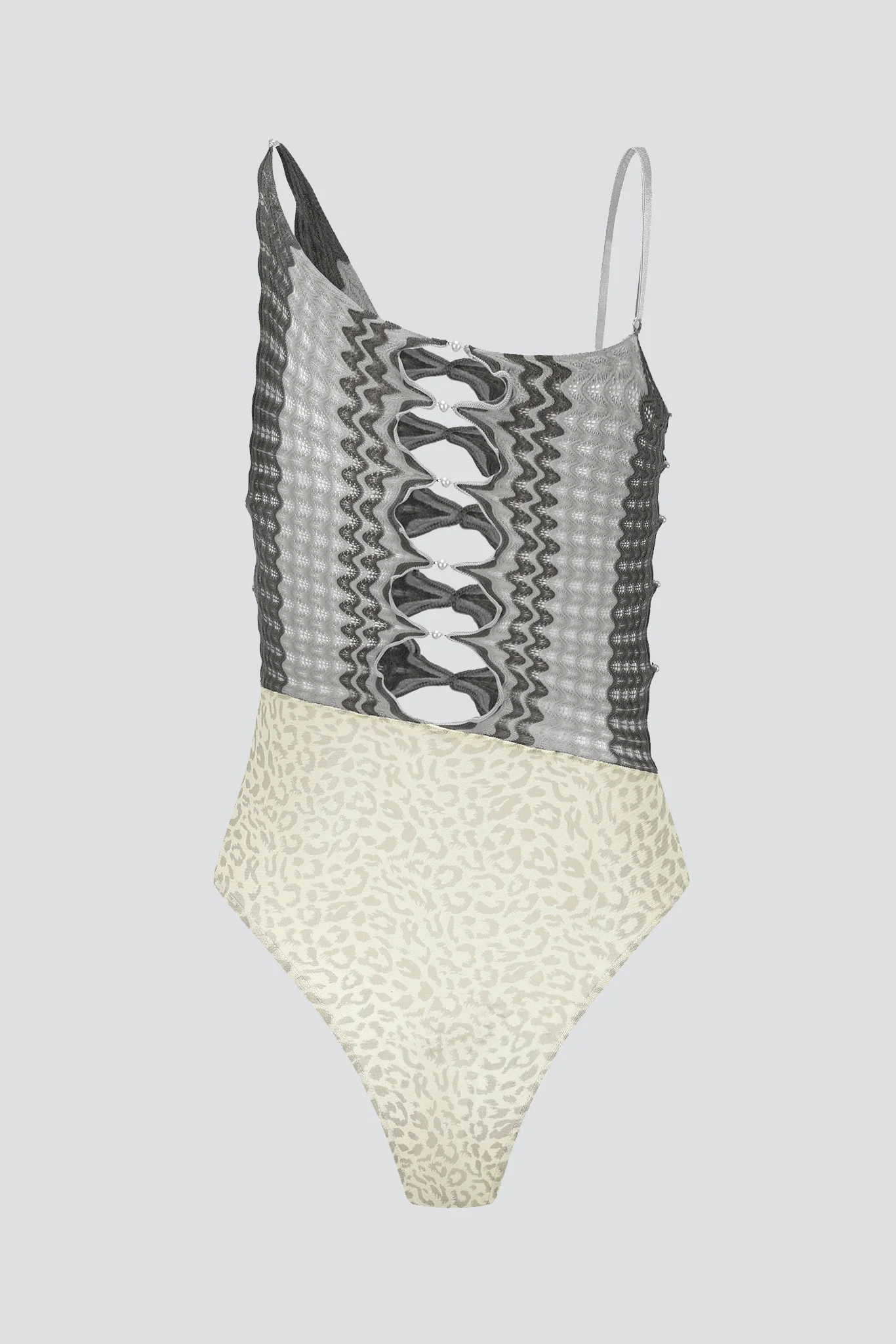 Marsh Ripple Knit Combo Leopard Mesh Bodysuit - Image 5