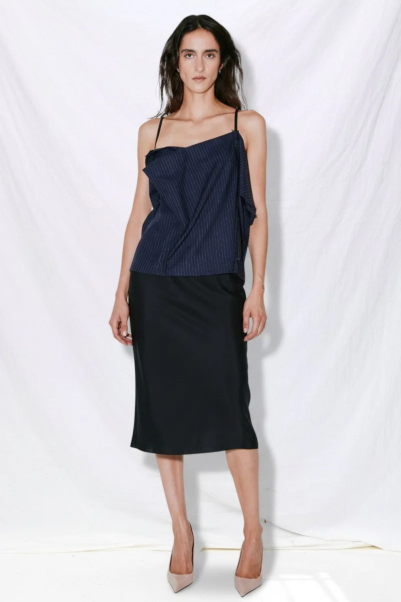 Navy White Stripes Royce Trompe L'oeil Skirt Dress - Image 3
