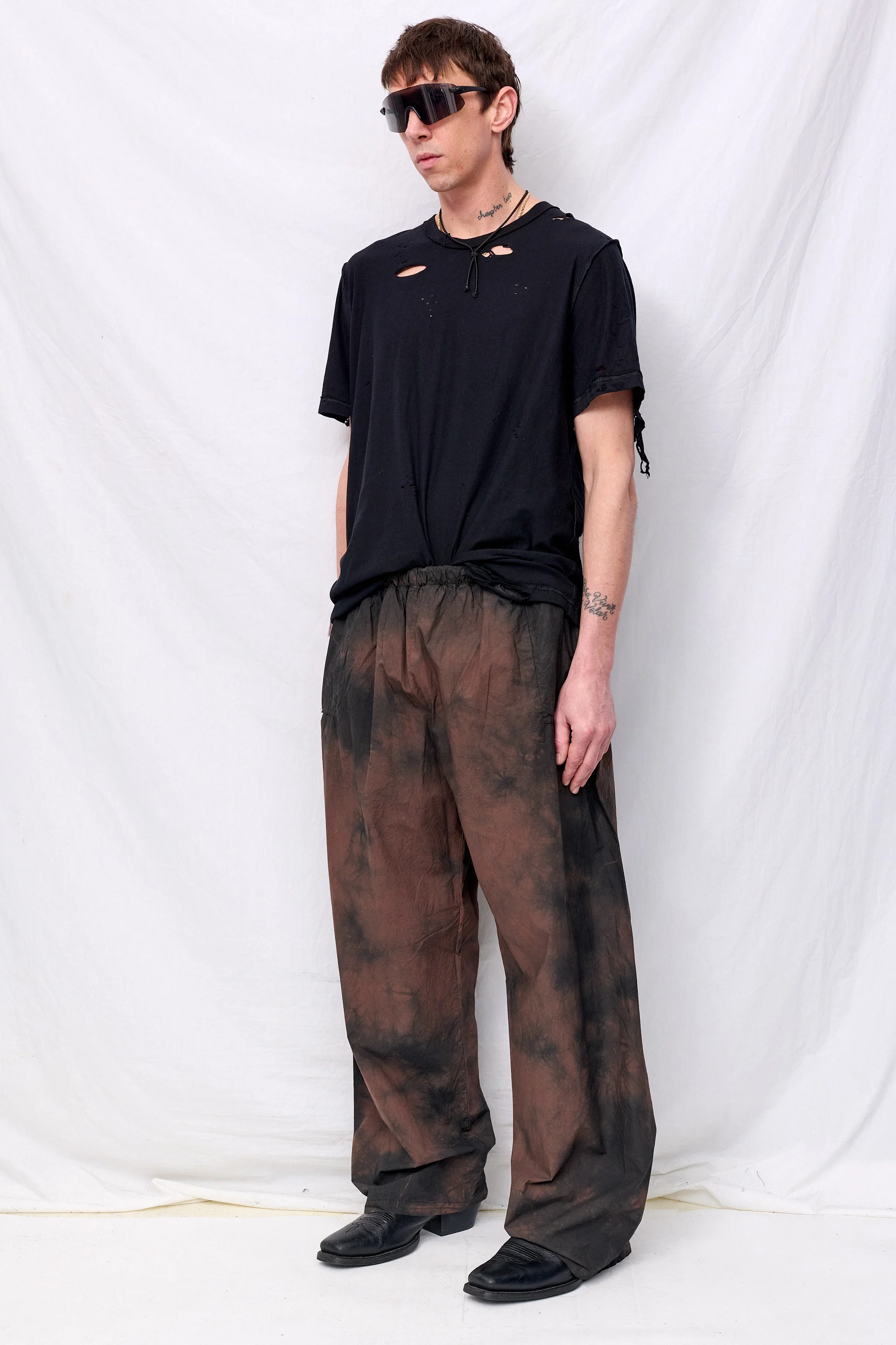 No.287 Brown/Black Poplin Flap Pocket Trousers - Image 3