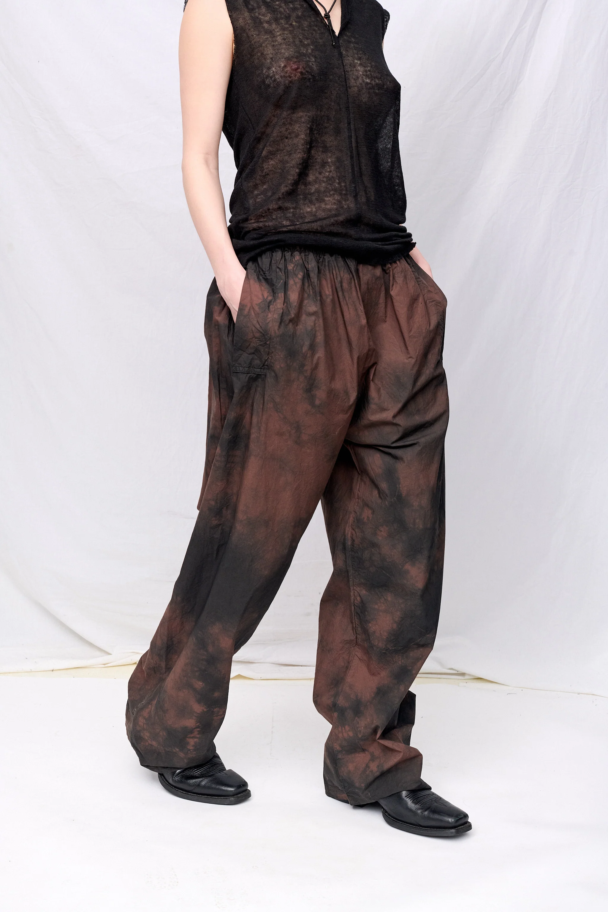 No.287 Brown/Black Poplin Flap Pocket Trousers - Image 4