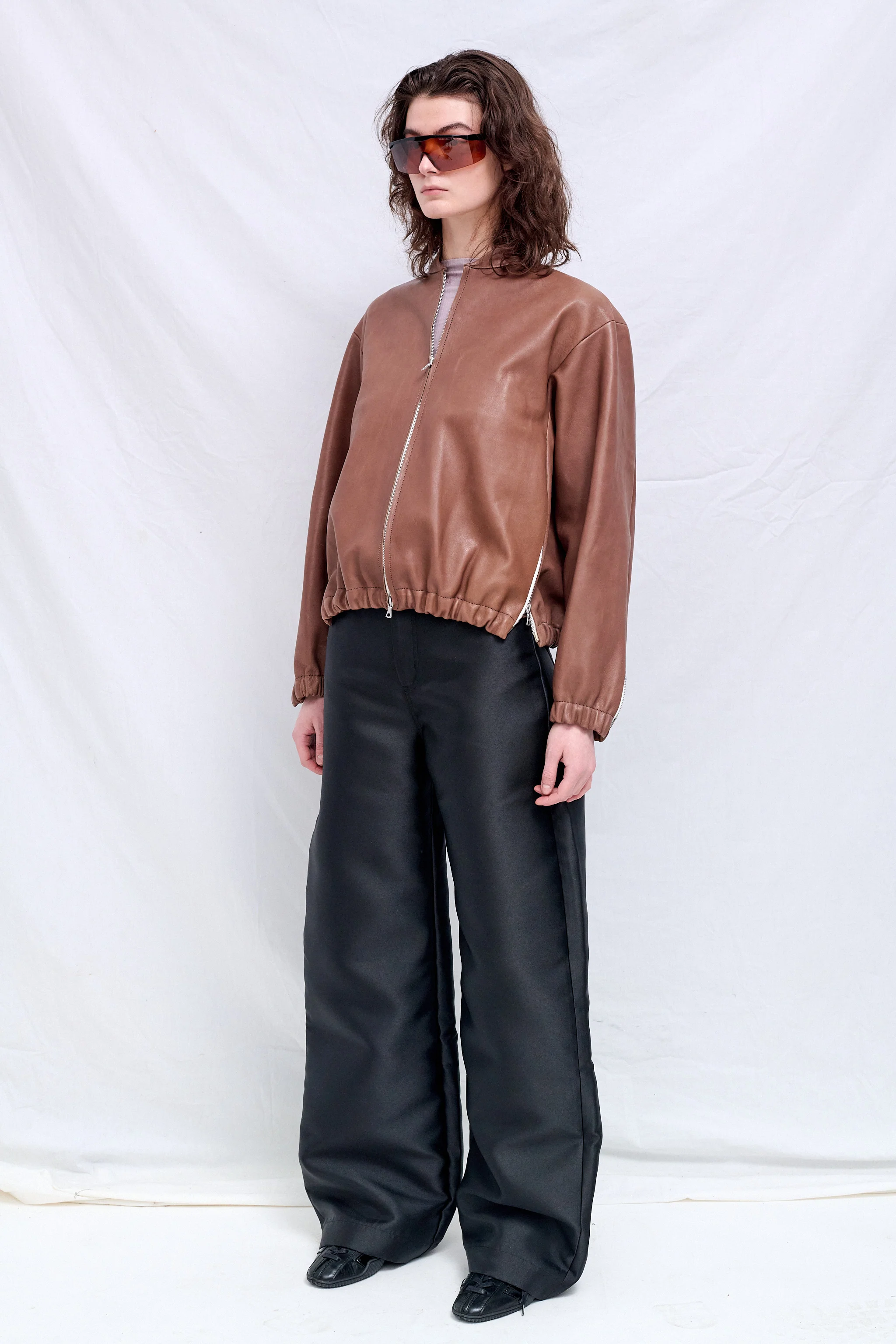 No.306 Brown Leather Six Zipper Jacket - Image 2
