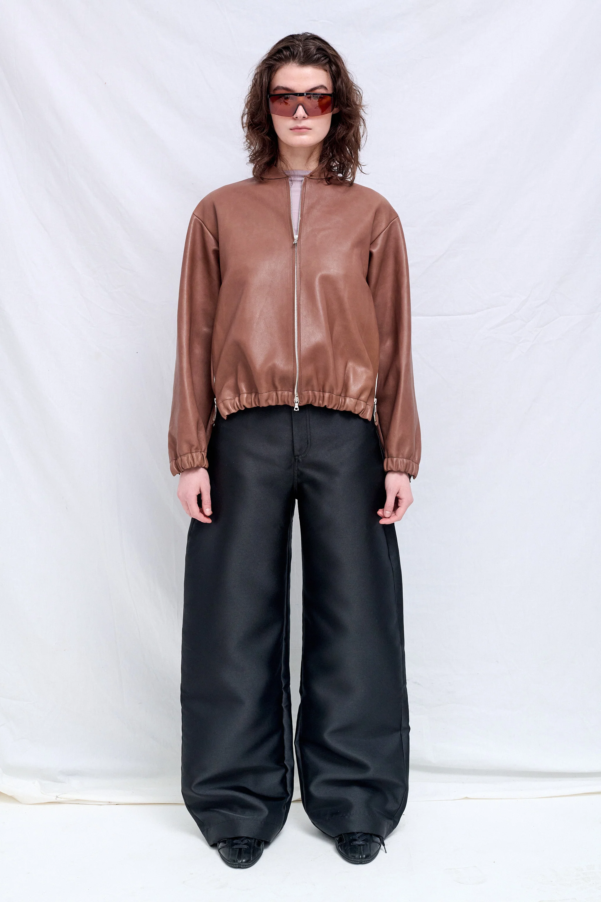 No.306 Brown Leather Six Zipper Jacket - Image 4