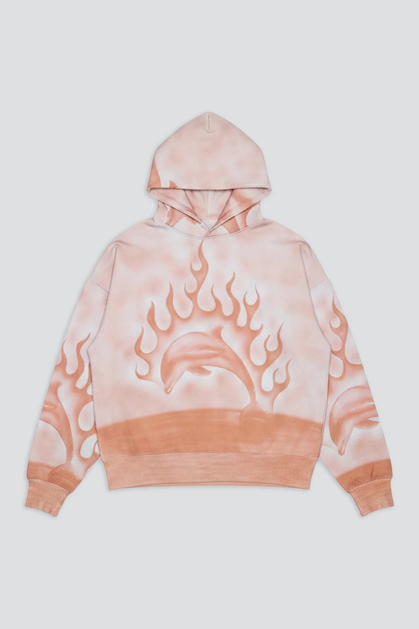 Pink Flaming Dolphin Airbrush Hoodie