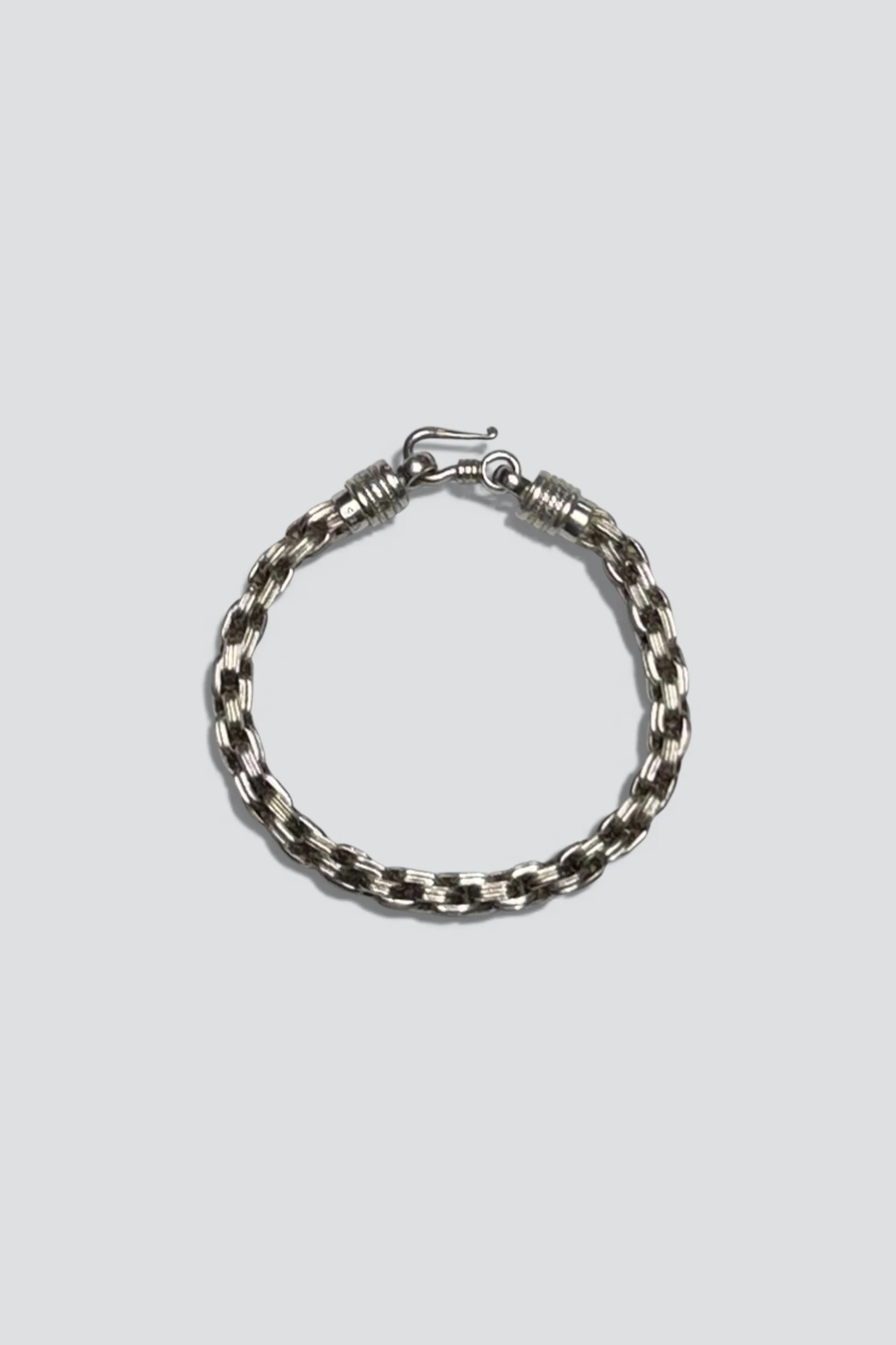 Sterling Silver Heavy Double Link Hook Bracelet