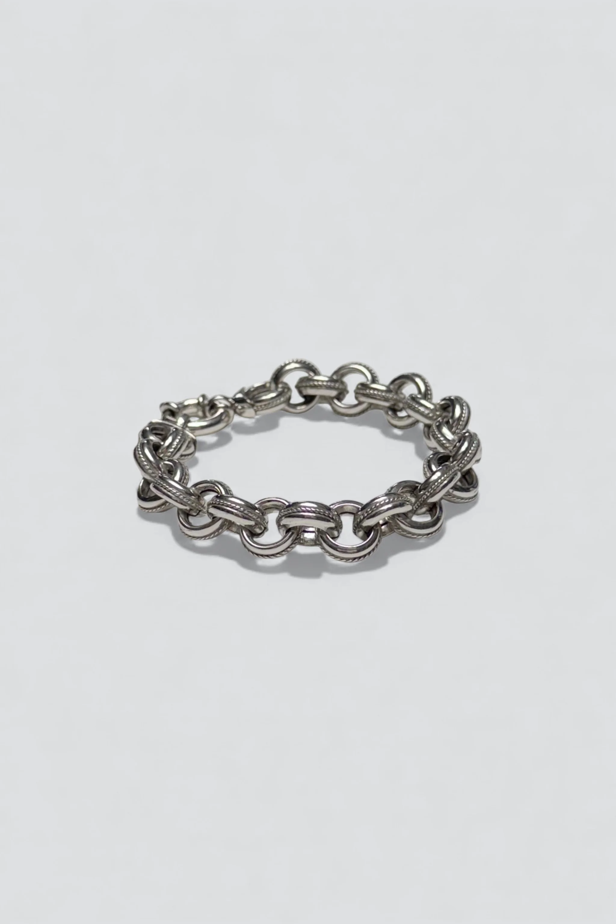 Sterling Silver Chunky Textured Oval Link Bracelet - Image 3