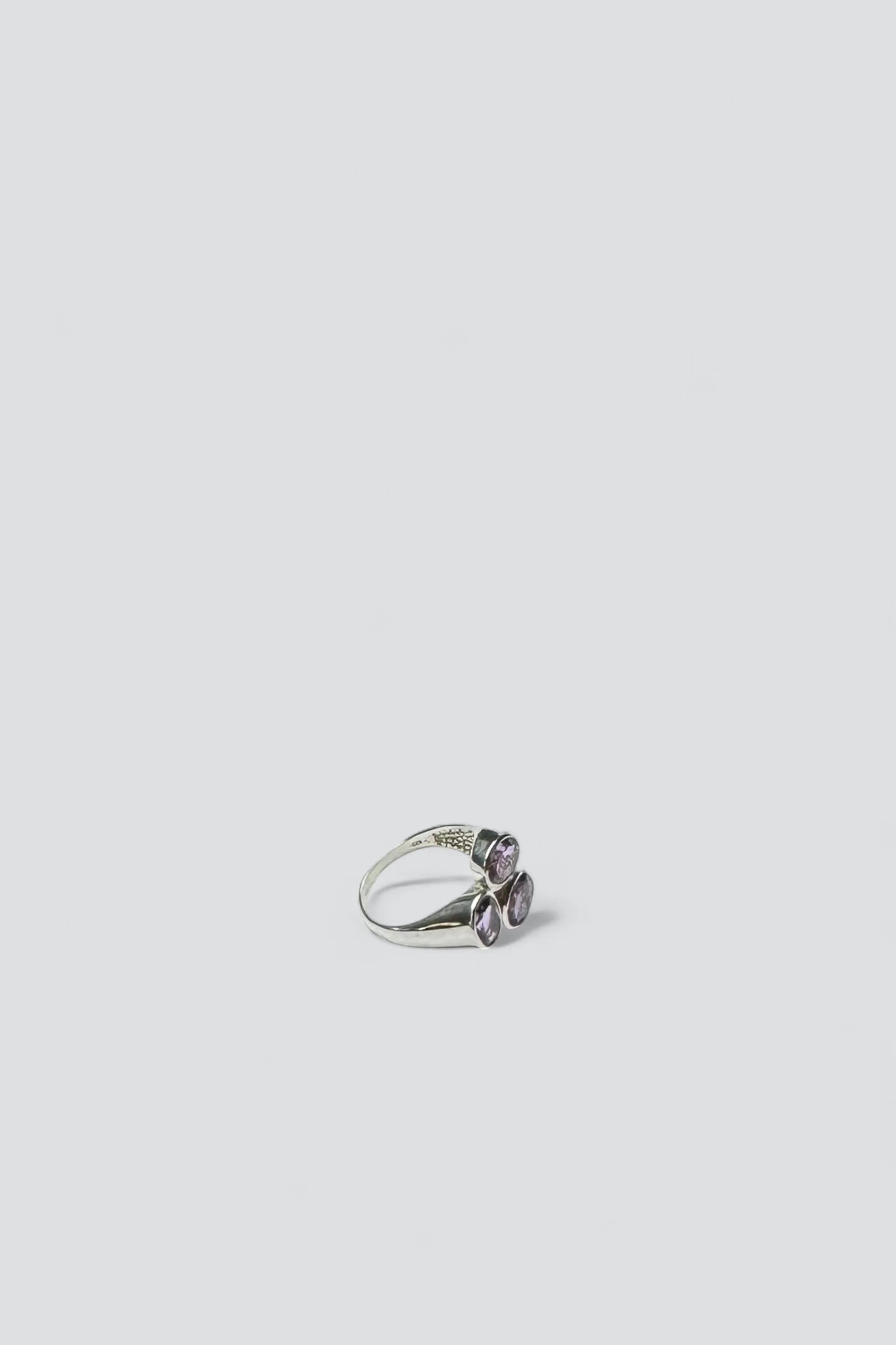 Sterling Silver Triple Amethyst Ring - Image 2