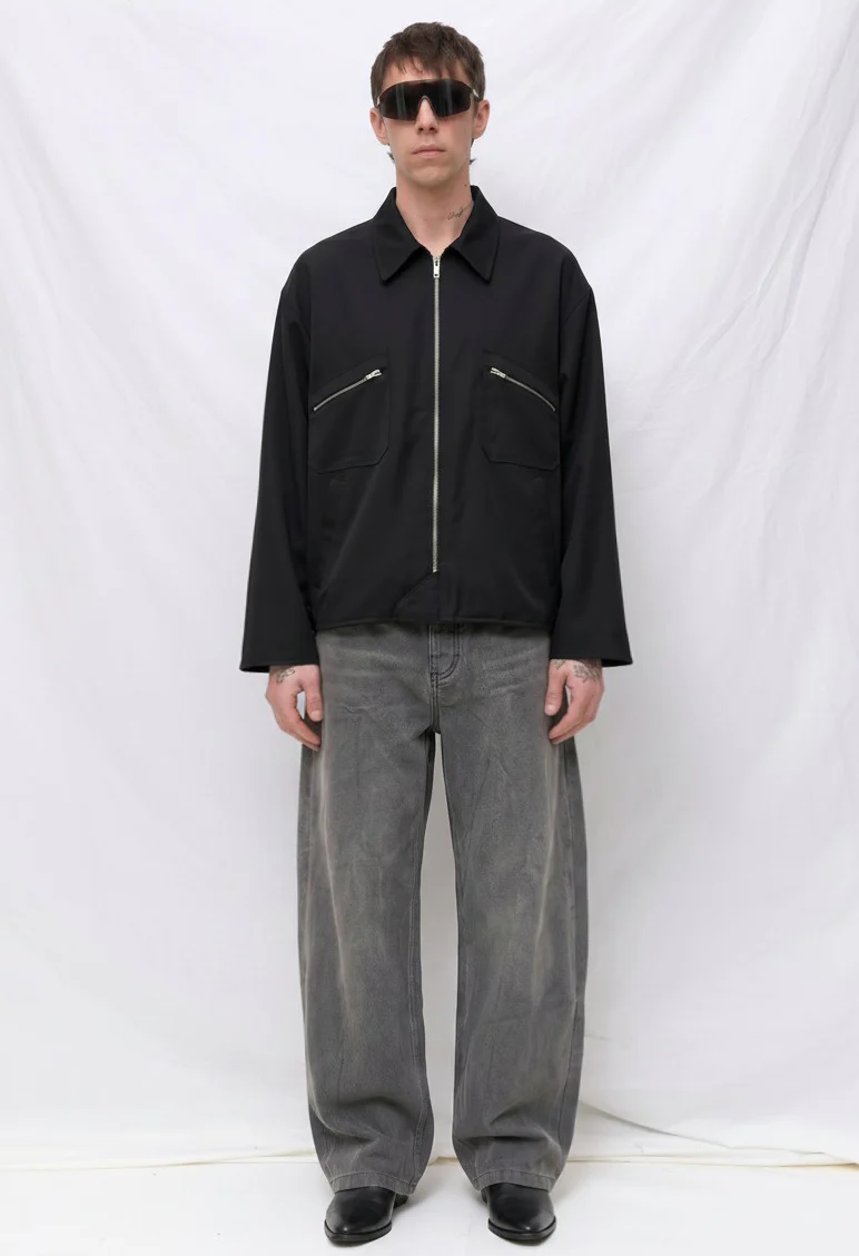 Black Suiting Pocket Zip Jacket - Image 3
