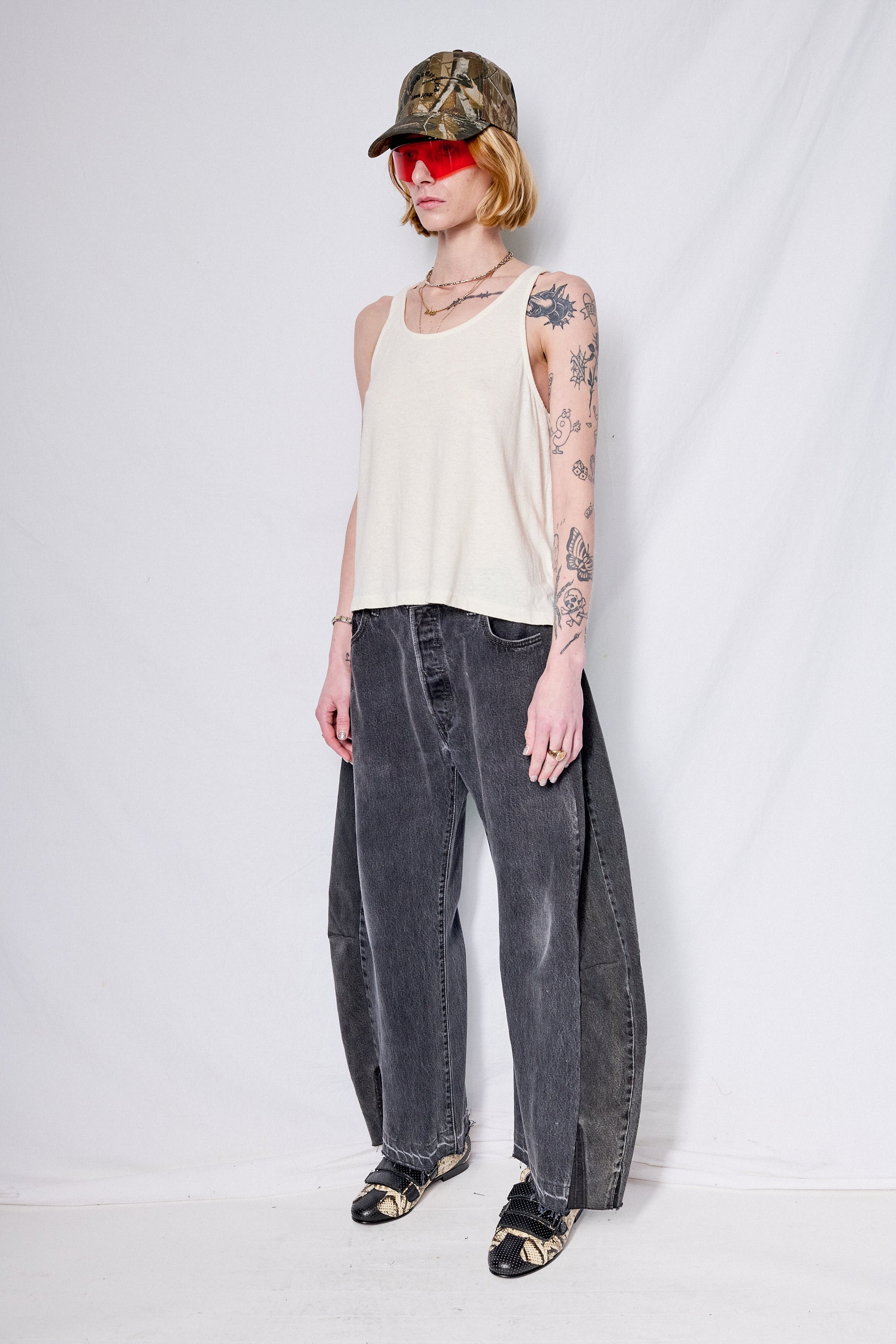 Washed White Cropped Tank - Image 4