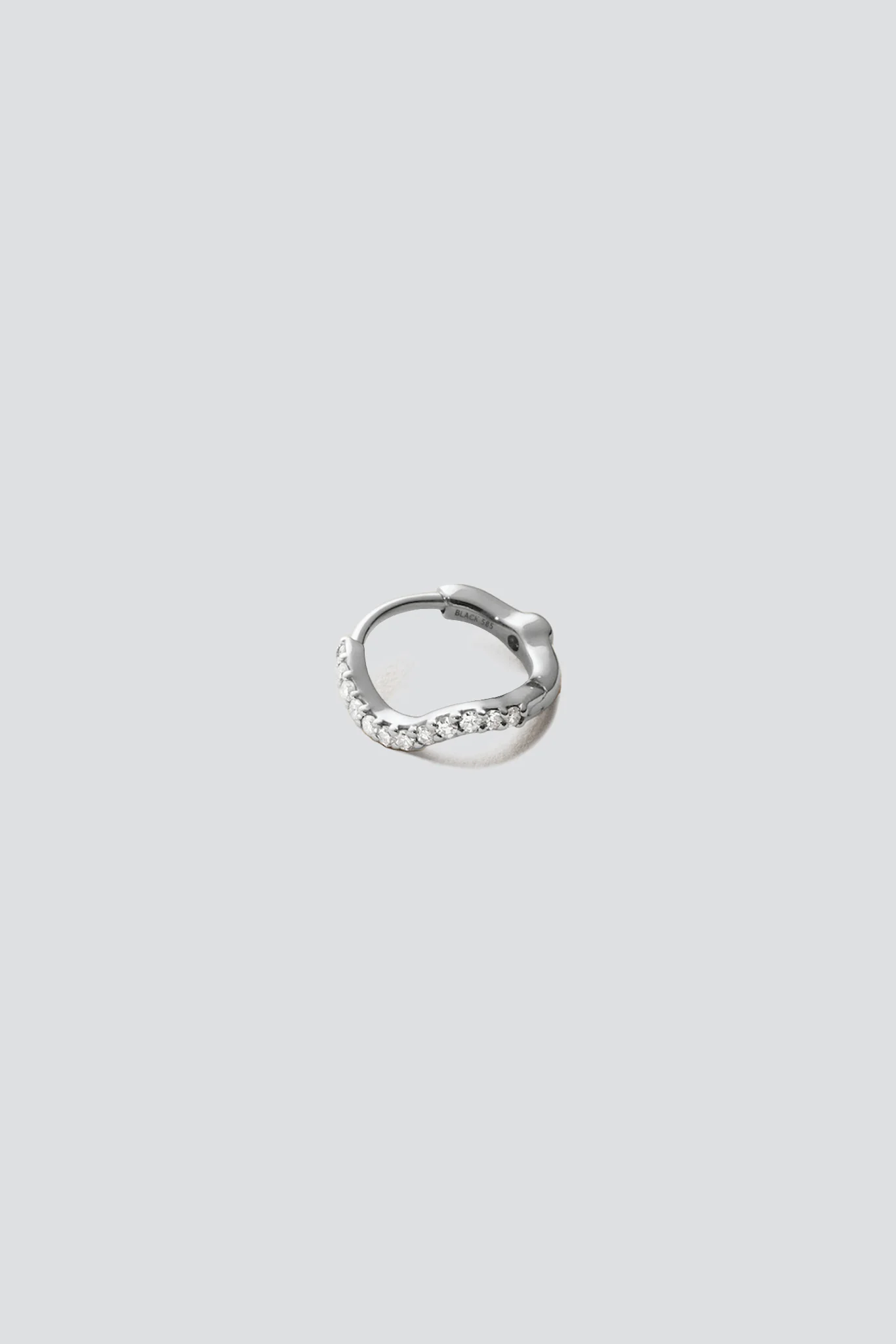 White Gold Wave Diamond Huggie